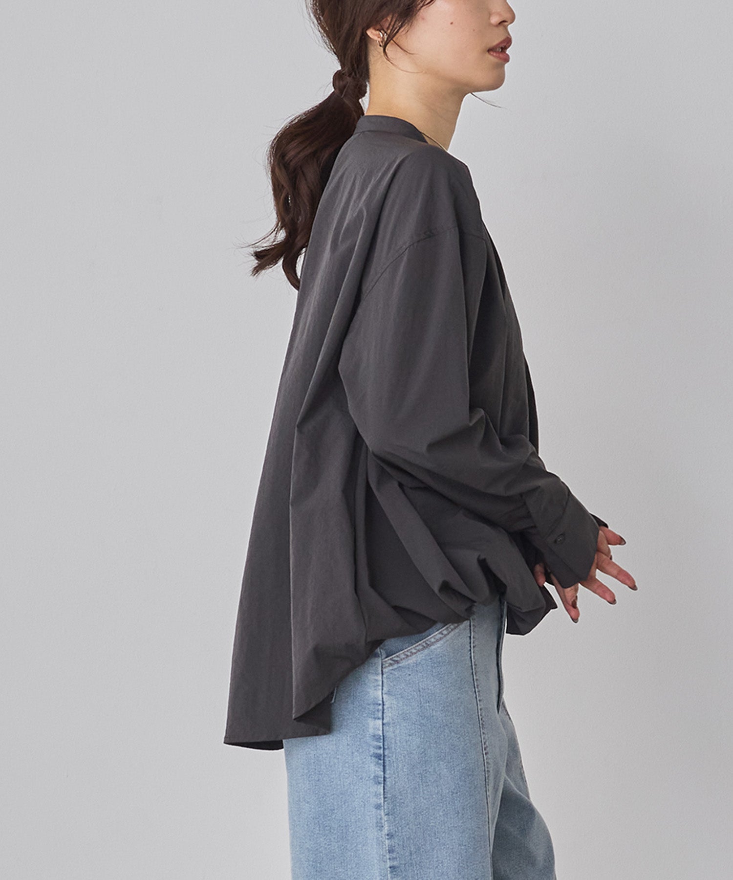 ポリエステルブロード バルーンシャツ