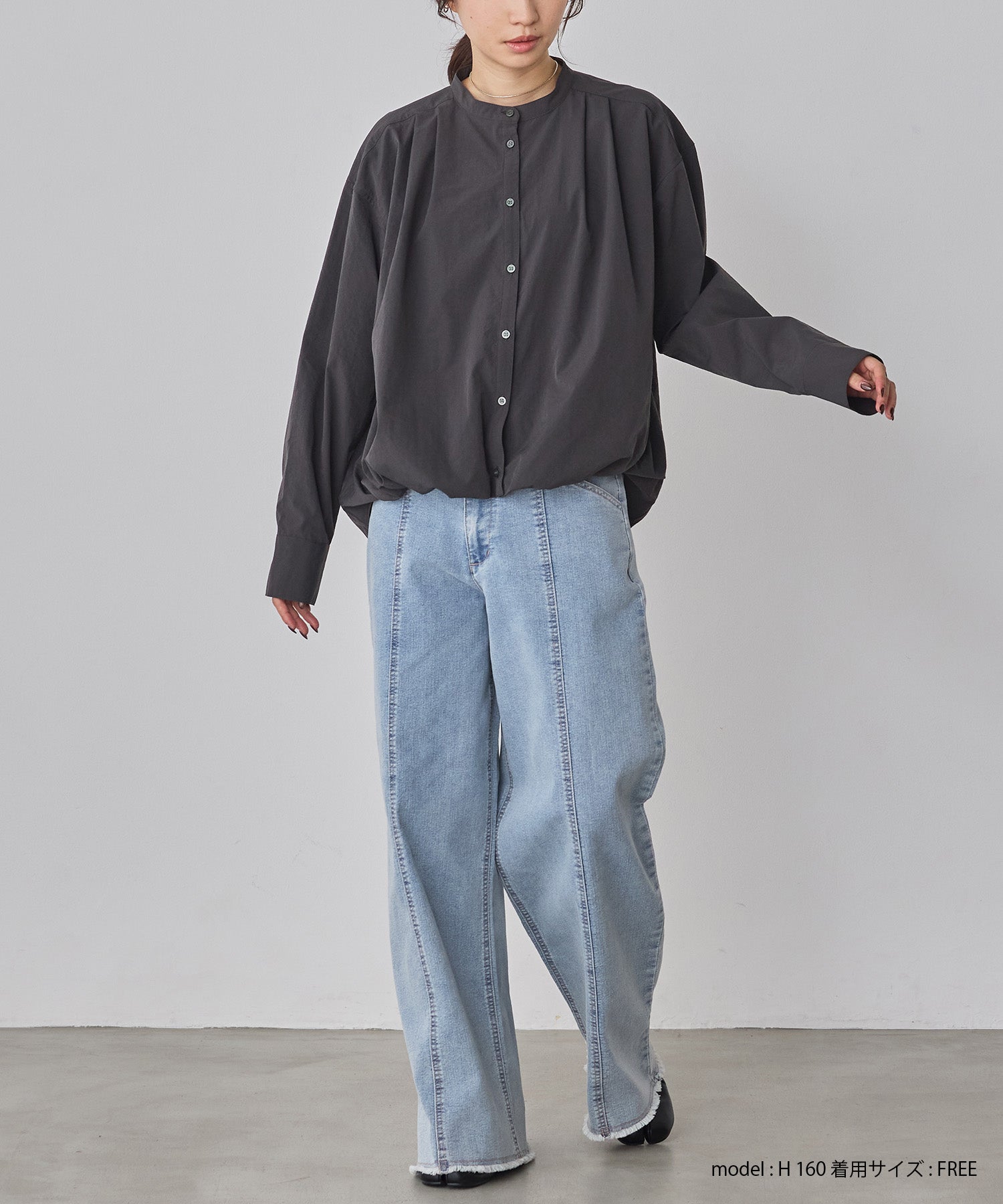 ポリエステルブロード バルーンシャツ