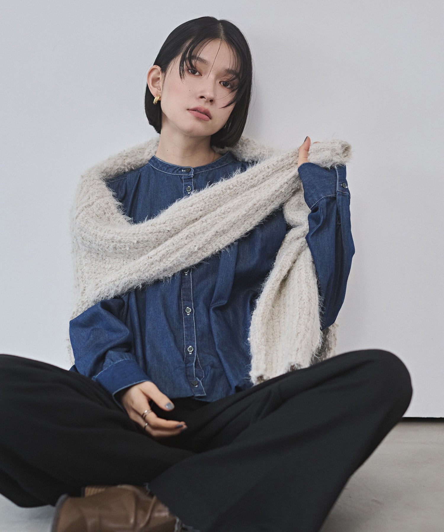 ポリエステルブロード バルーンシャツ