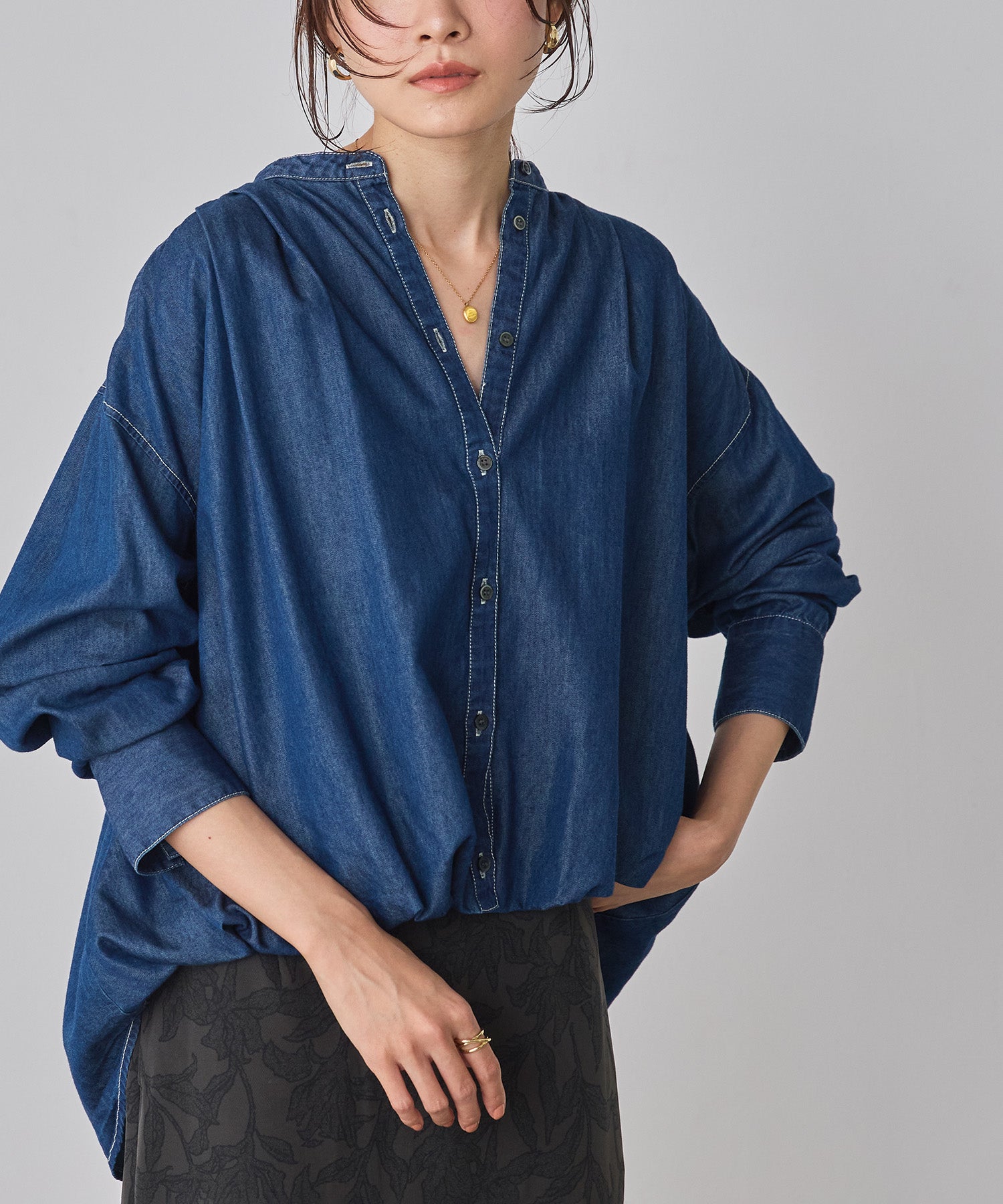 ポリエステルブロード バルーンシャツ