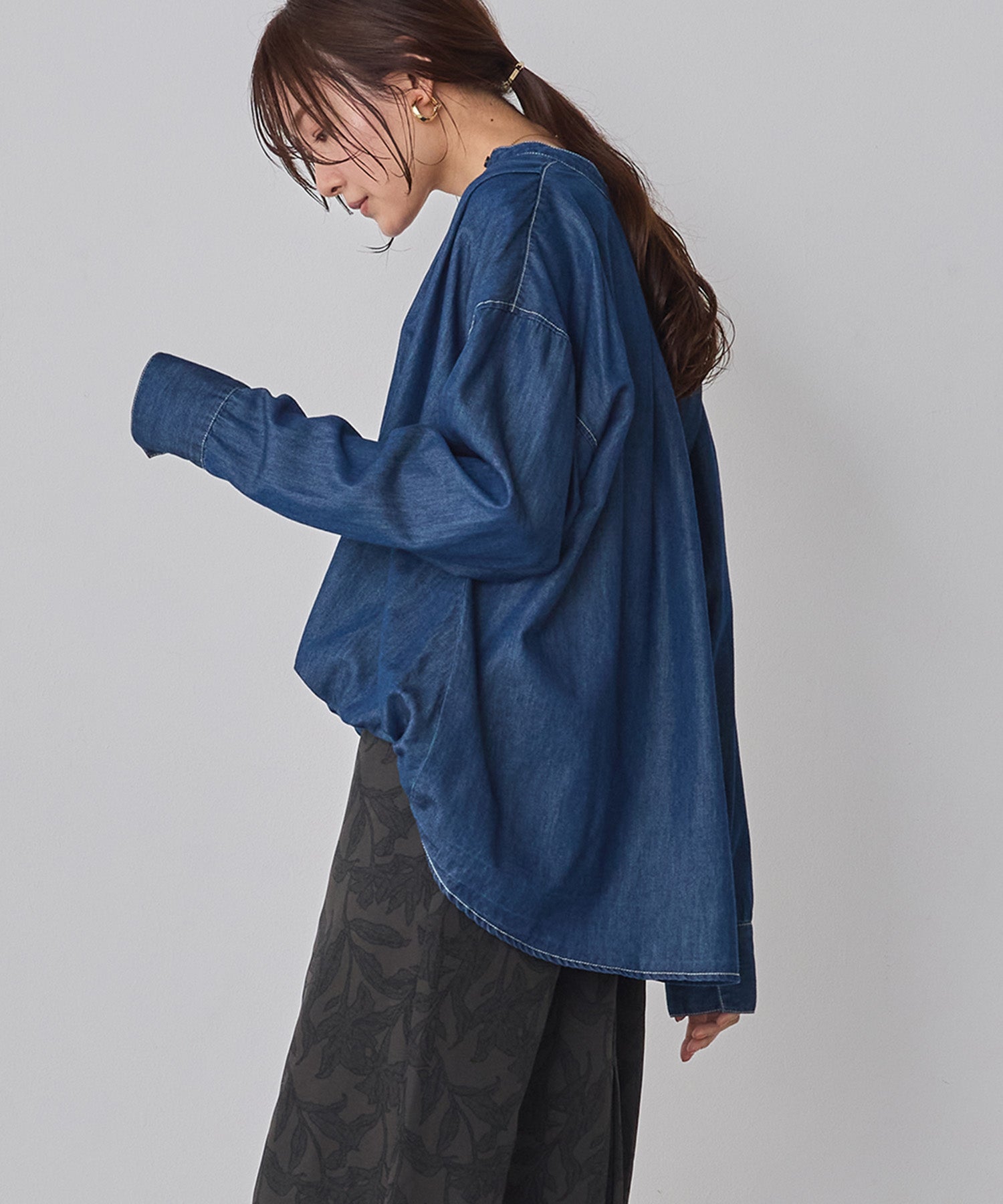 ポリエステルブロード バルーンシャツ