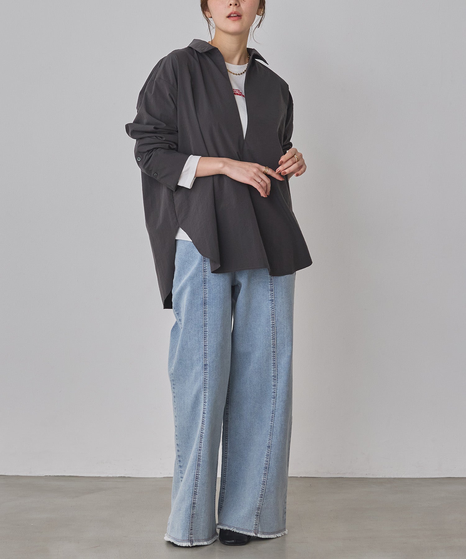 LIMITED] BROAD/TENCEL DENIM SKIPPER SHIRT