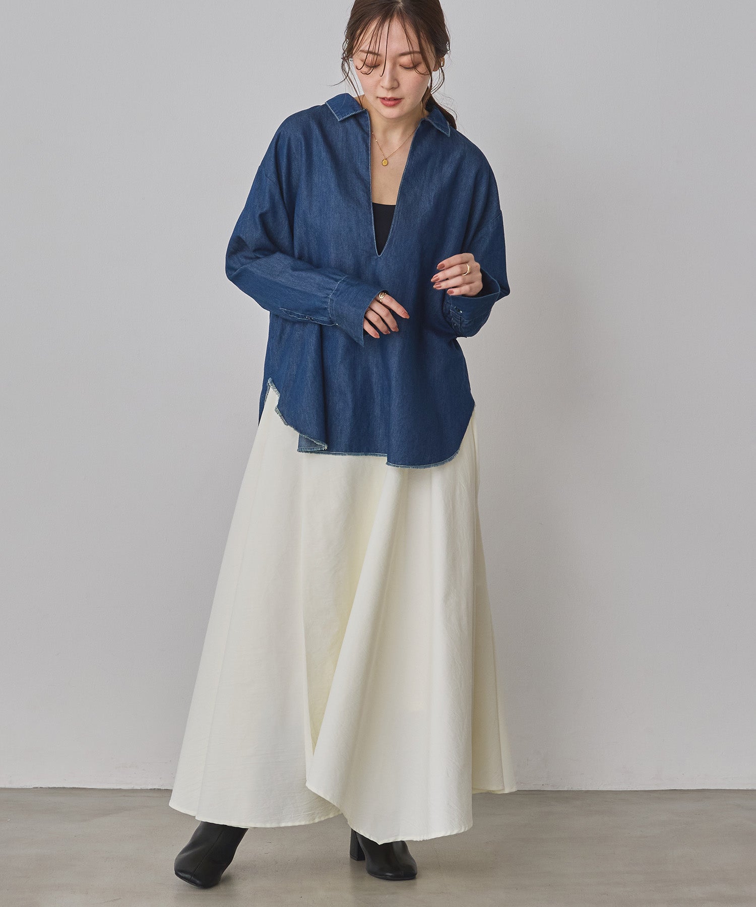 BROAD/TENCEL DENIM SKIPPER SHIRT