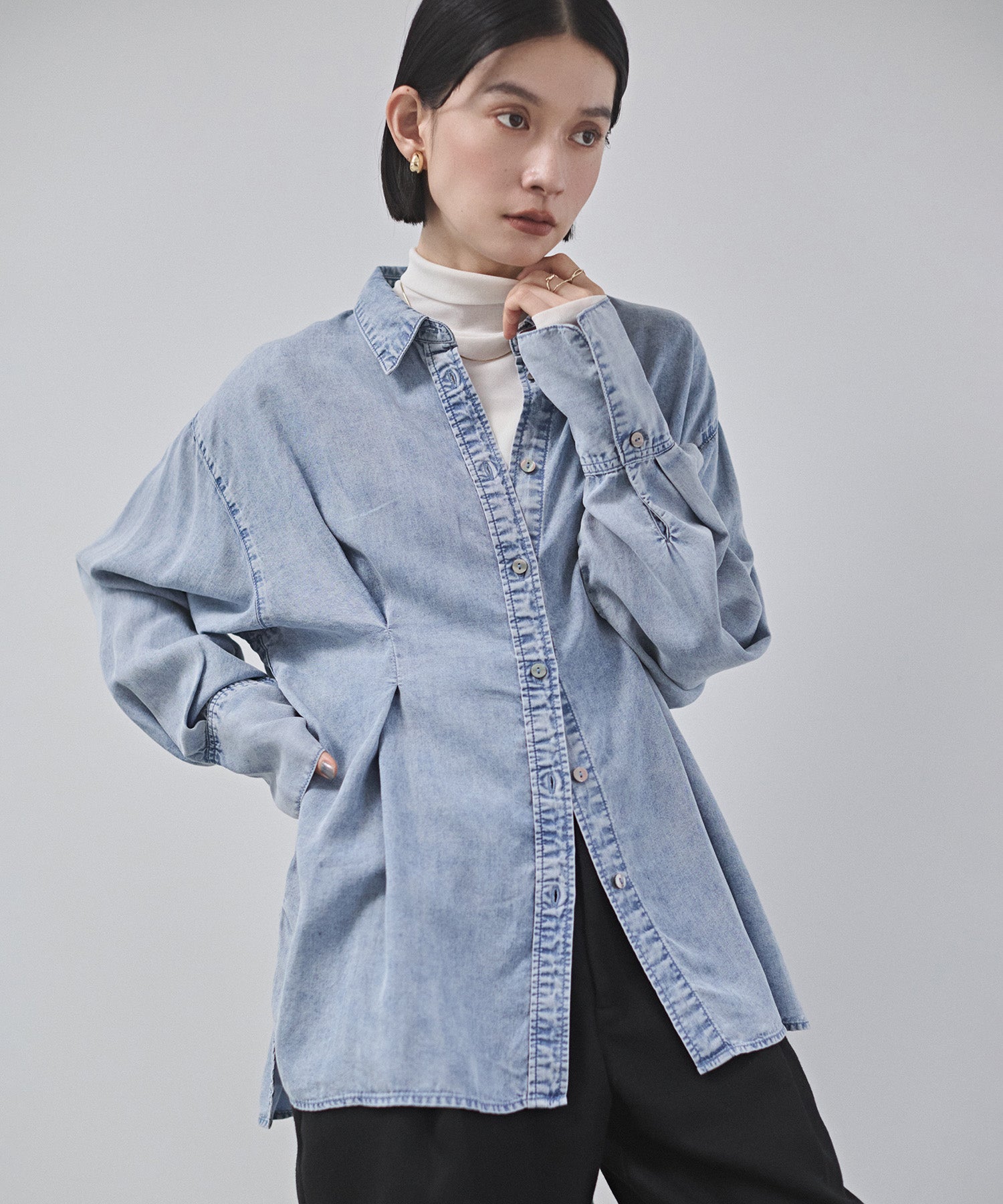 デニム オーバータックシャツ