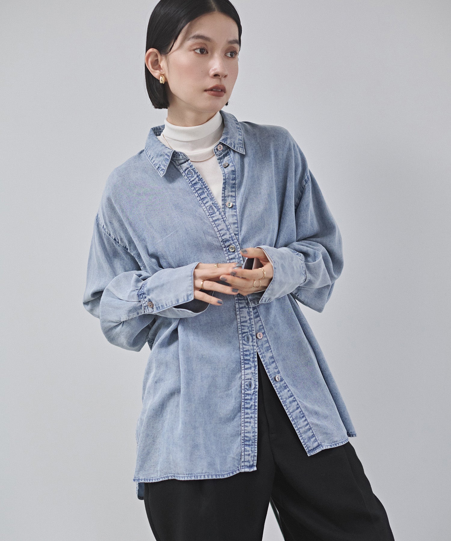 デニム オーバータックシャツ