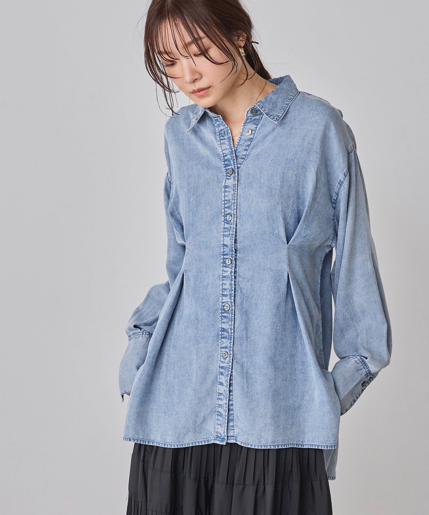 デニム オーバータックシャツ