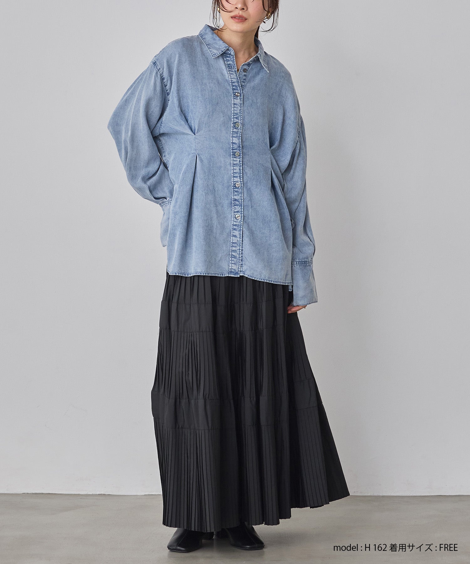 デニム オーバータックシャツ