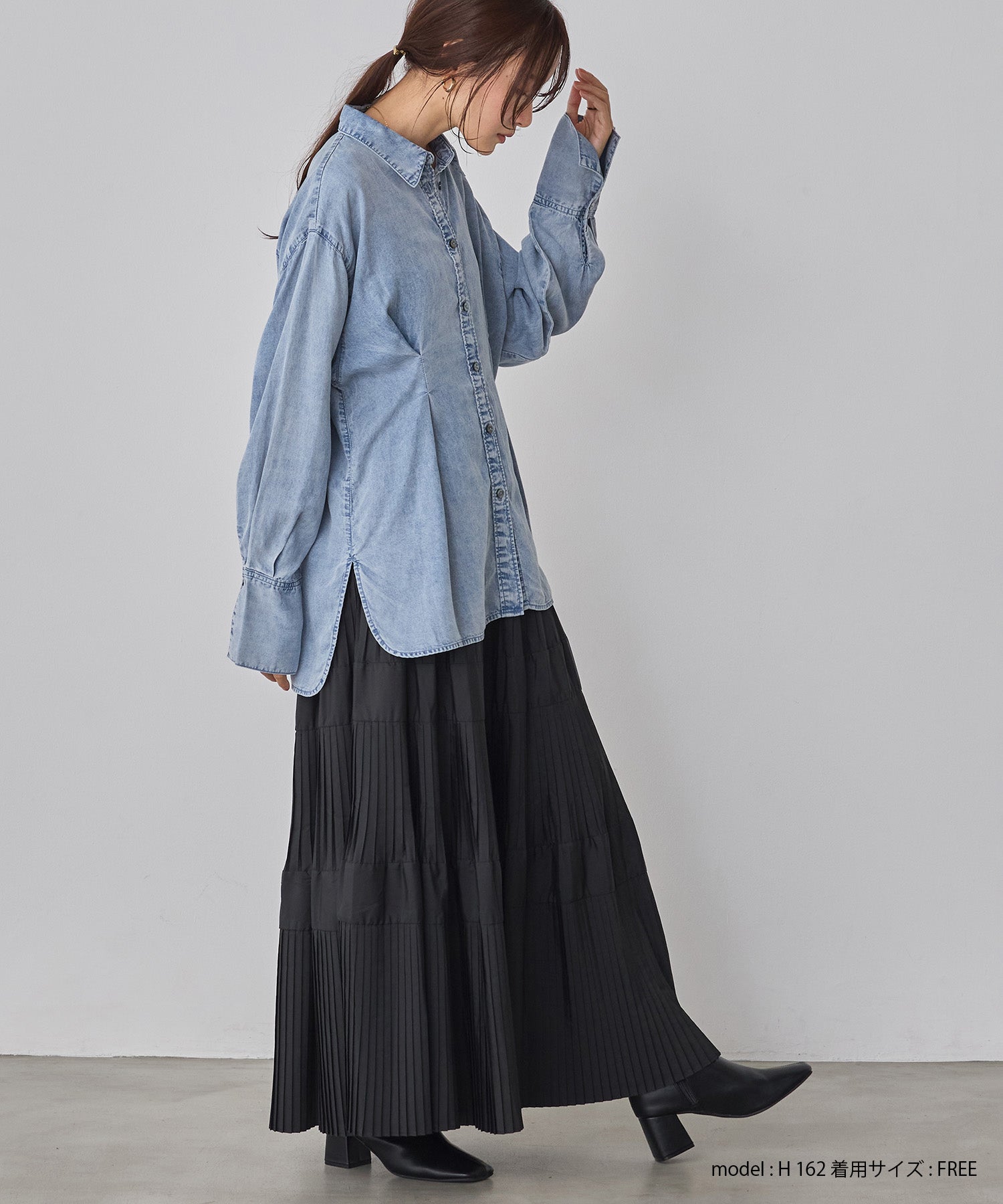 デニム オーバータックシャツ