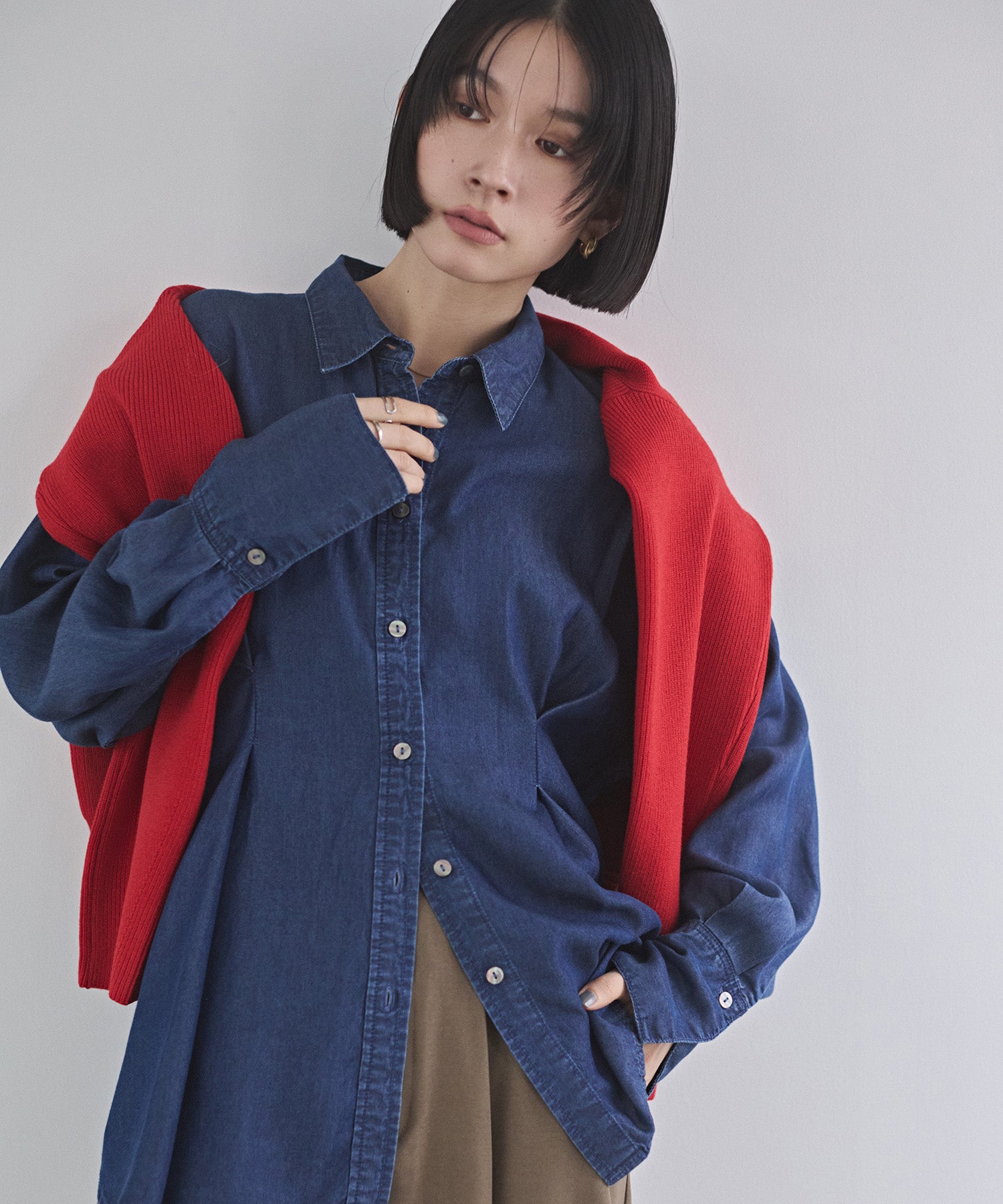 デニム オーバータックシャツ