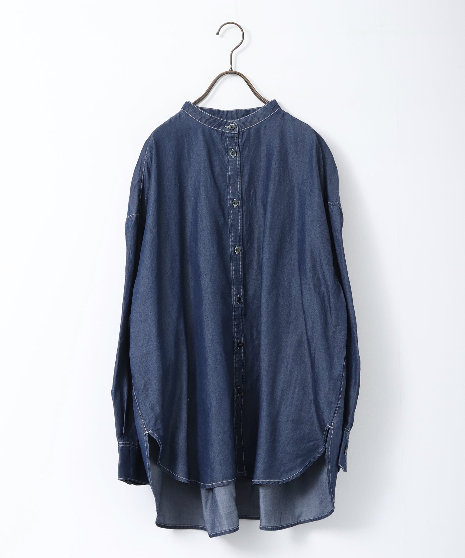 バックギャザー テンセルデニムシャツ