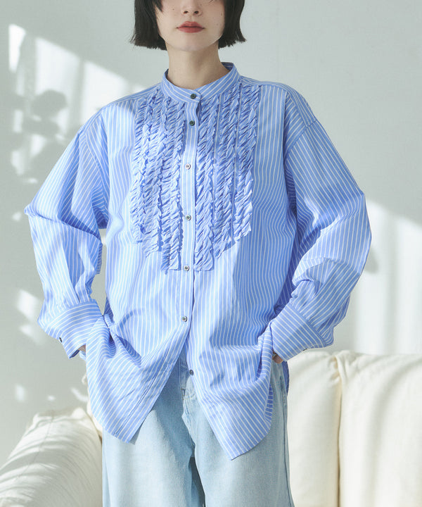 SLAB DENIM FRILL SHIRT
