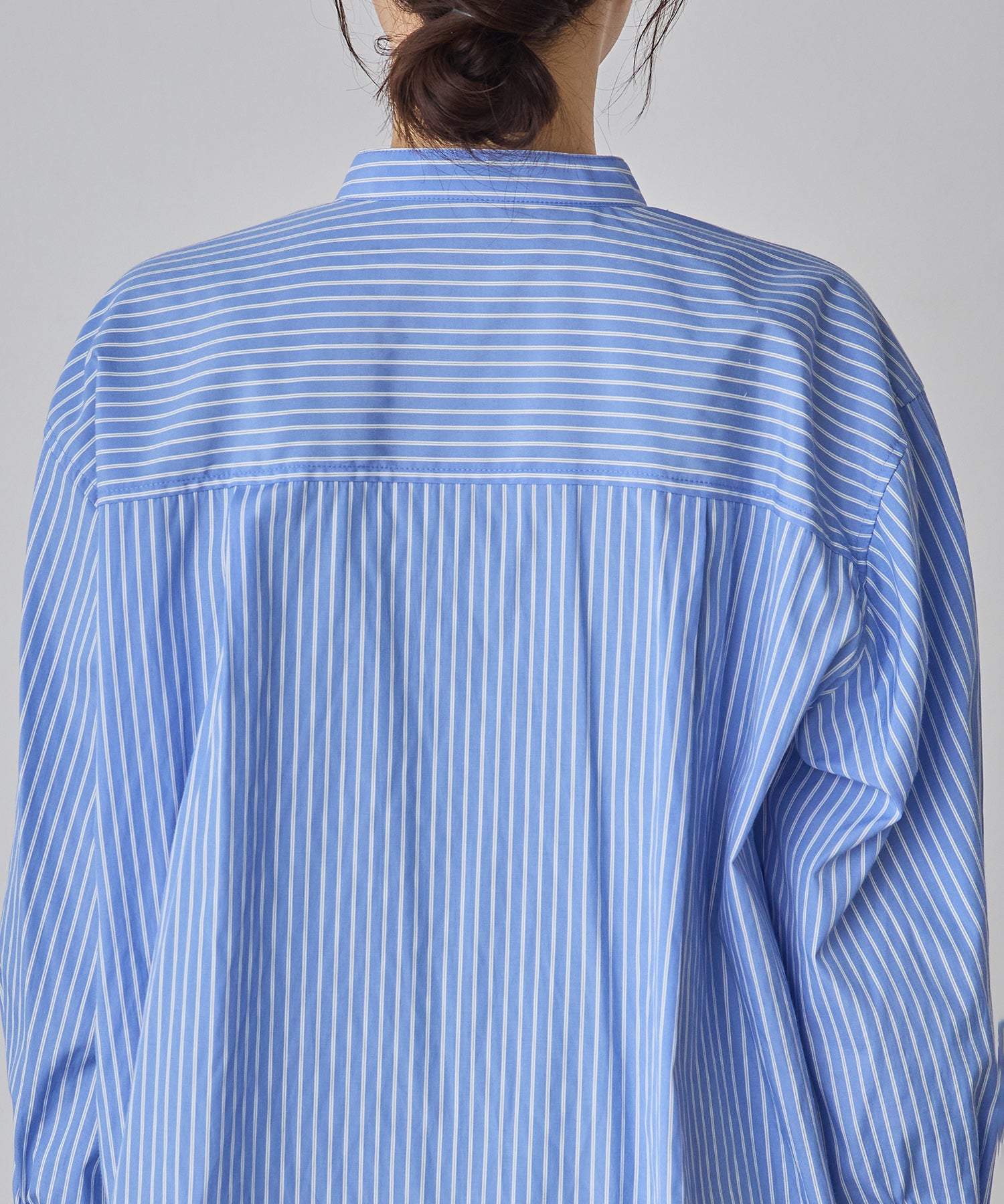 スラブ/デニム ストライプフリルシャツ