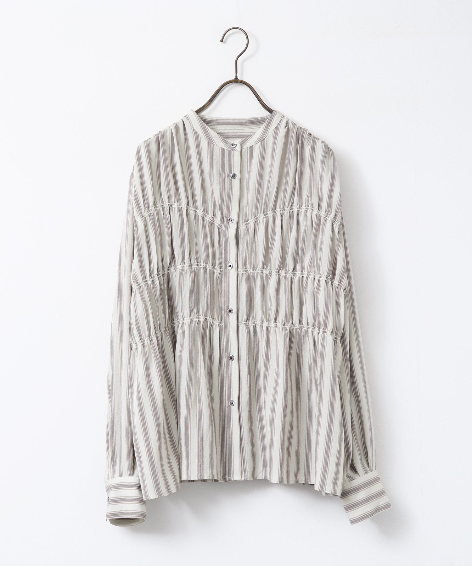 STRIPE SHIRRING SHIRT