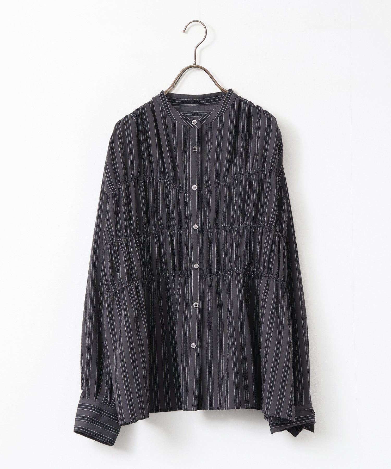STRIPE SHIRRING SHIRT