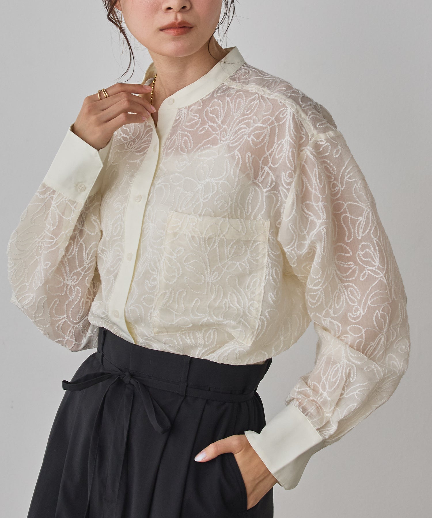 SHEER EMBROIDERED SHIRT