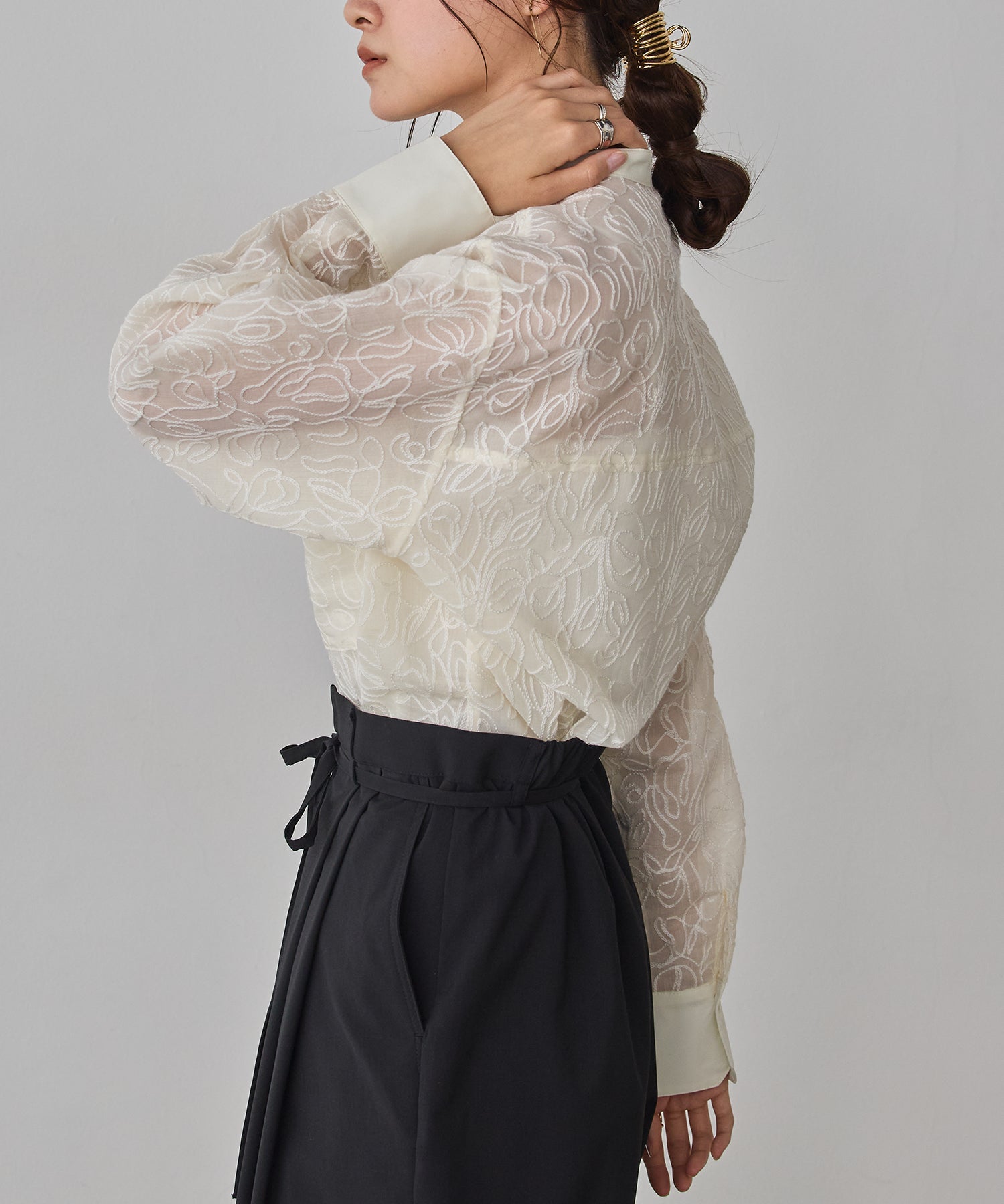 SHEER EMBROIDERED SHIRT