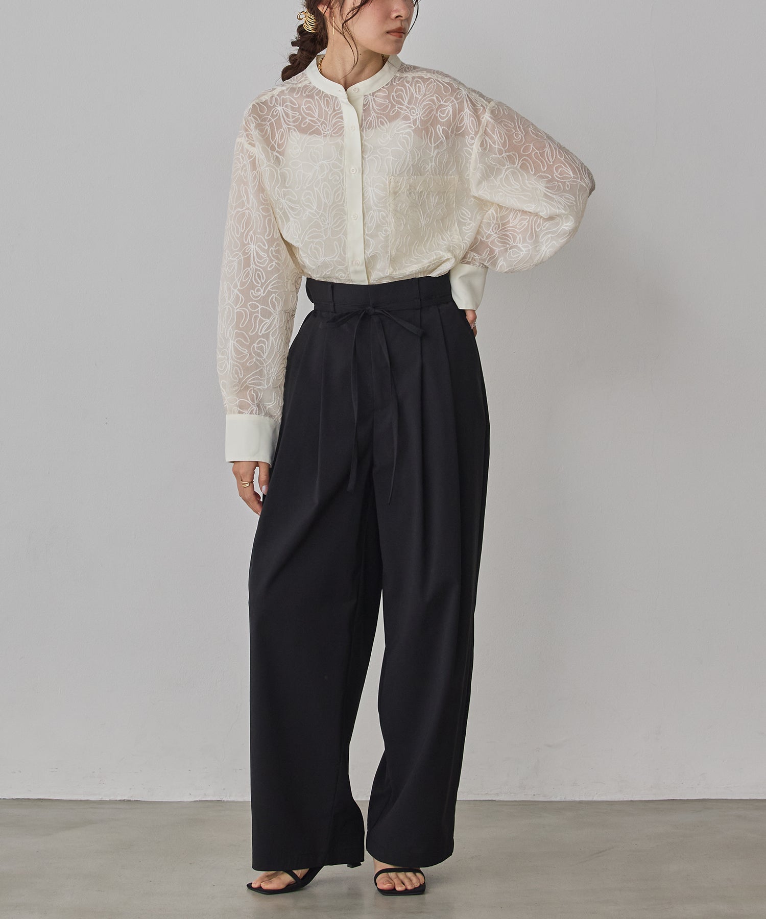 SHEER EMBROIDERED SHIRT