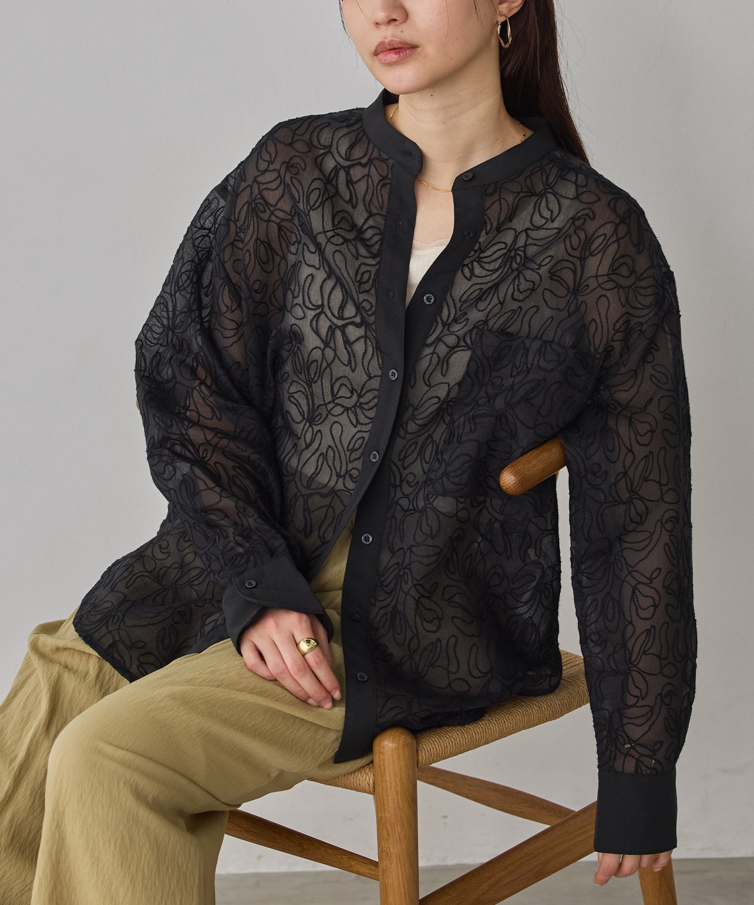 SHEER EMBROIDERED SHIRT