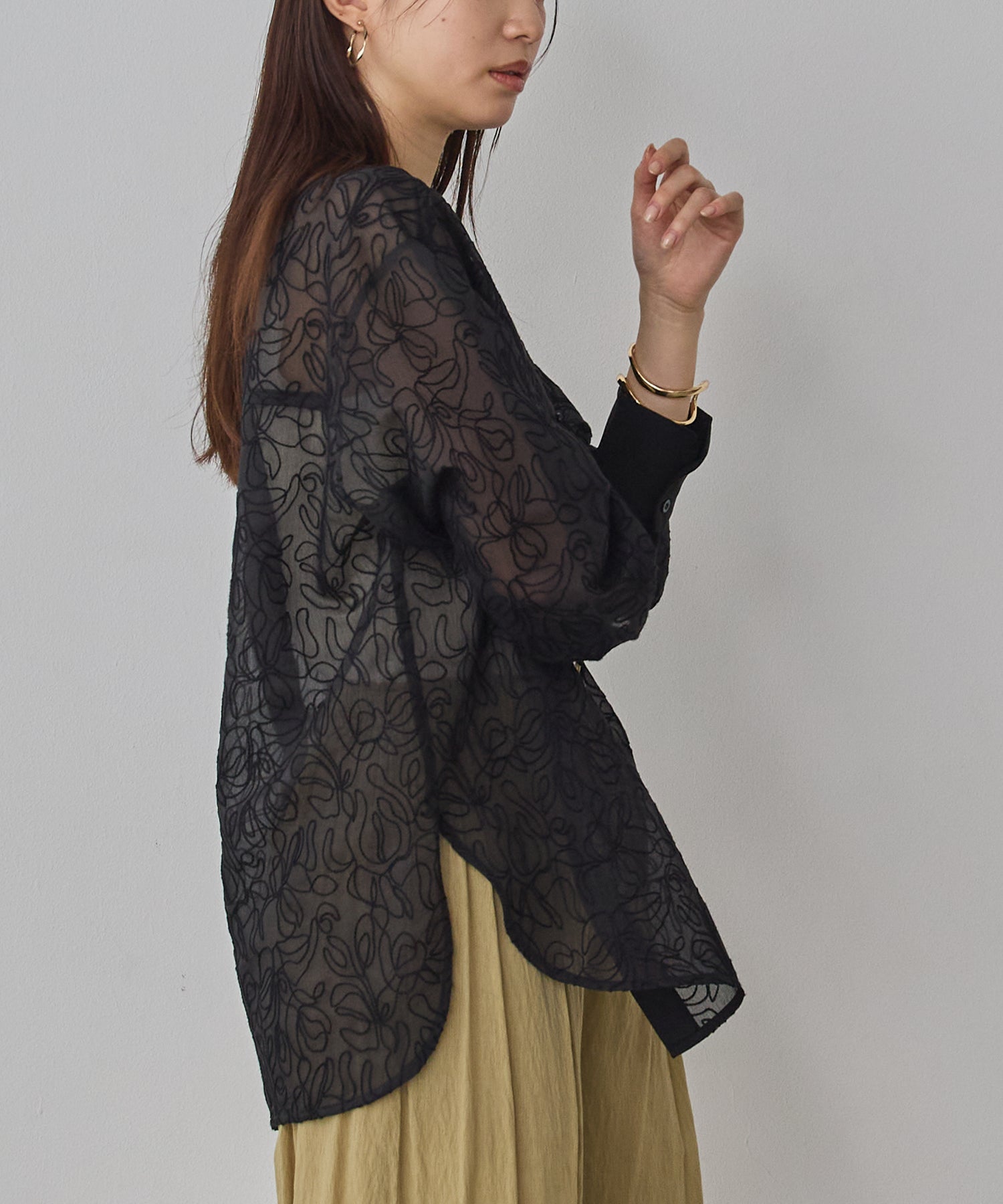 SHEER EMBROIDERED SHIRT
