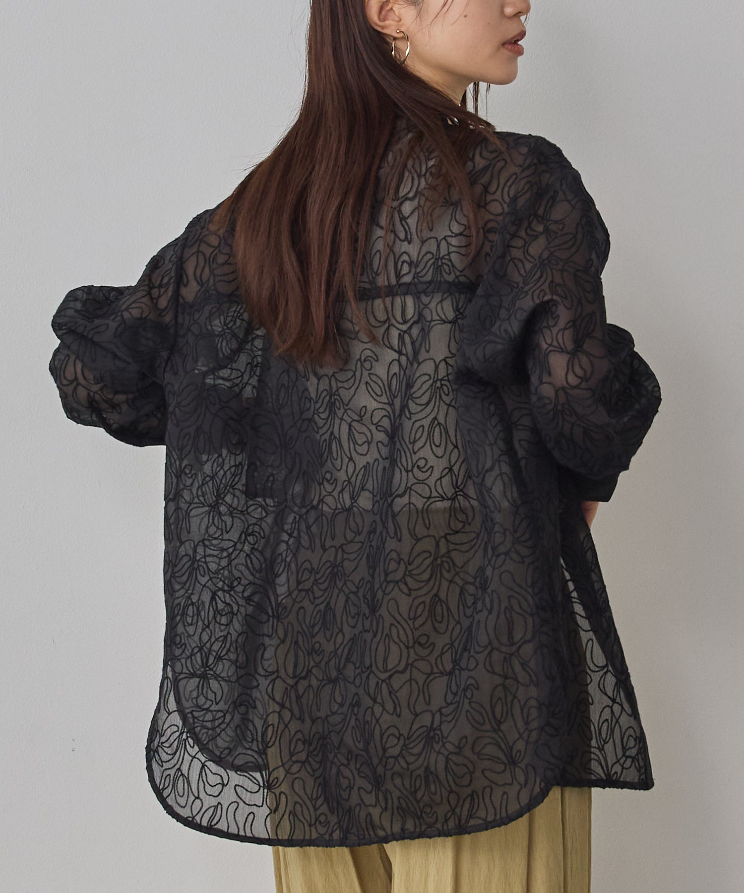 SHEER EMBROIDERED SHIRT
