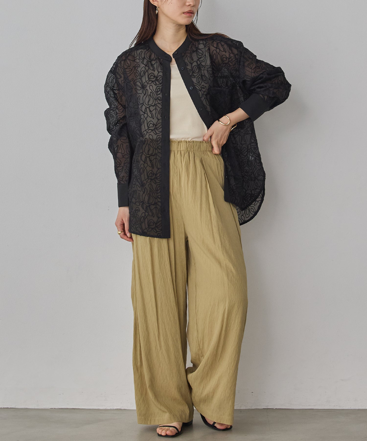 SHEER EMBROIDERED SHIRT