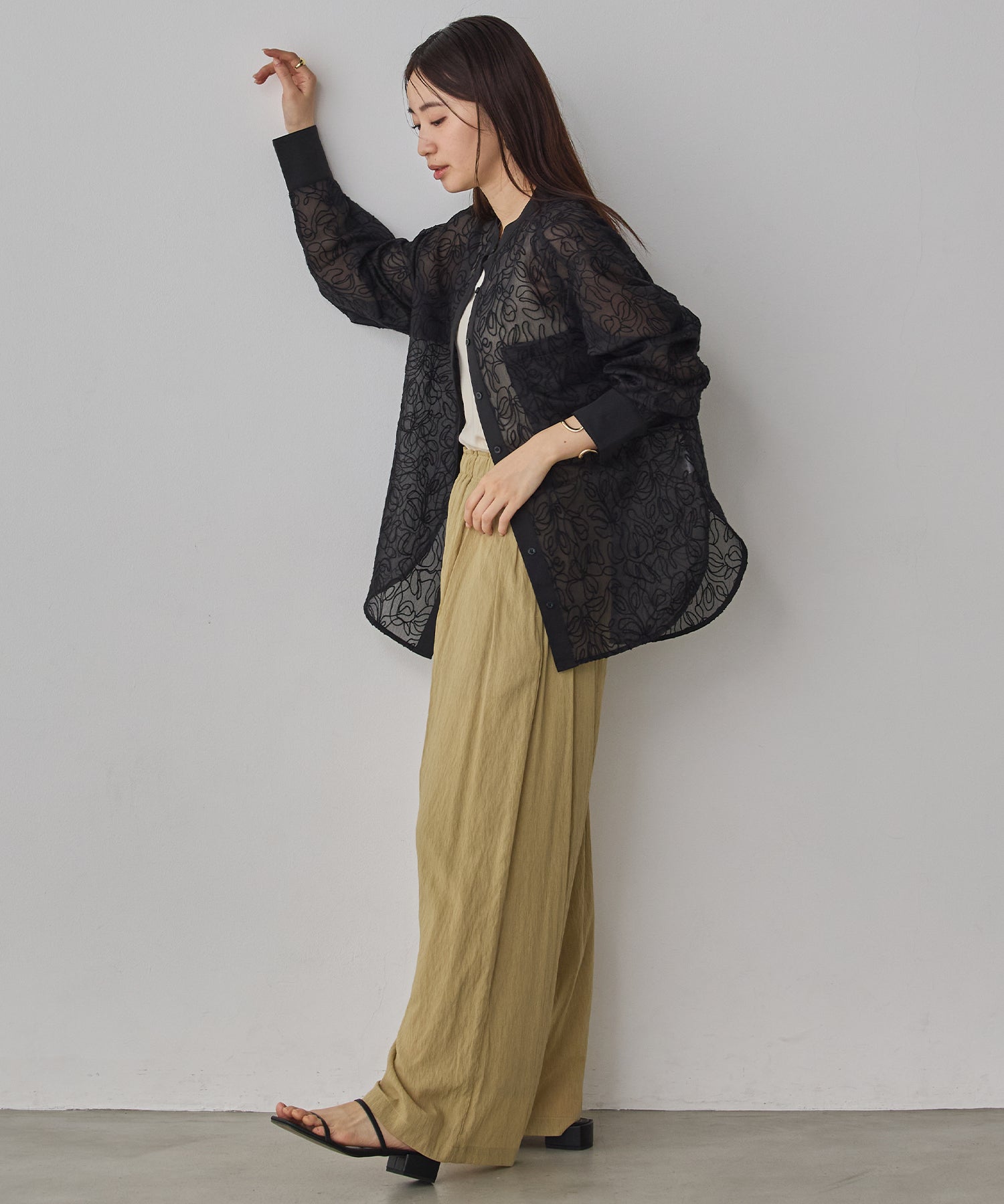 SHEER EMBROIDERED SHIRT