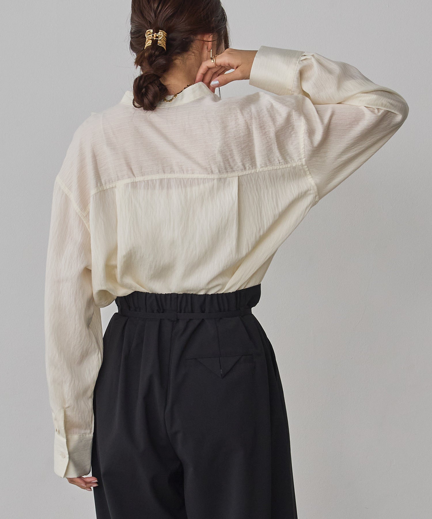 SLAB DENIM FRILL SHIRT