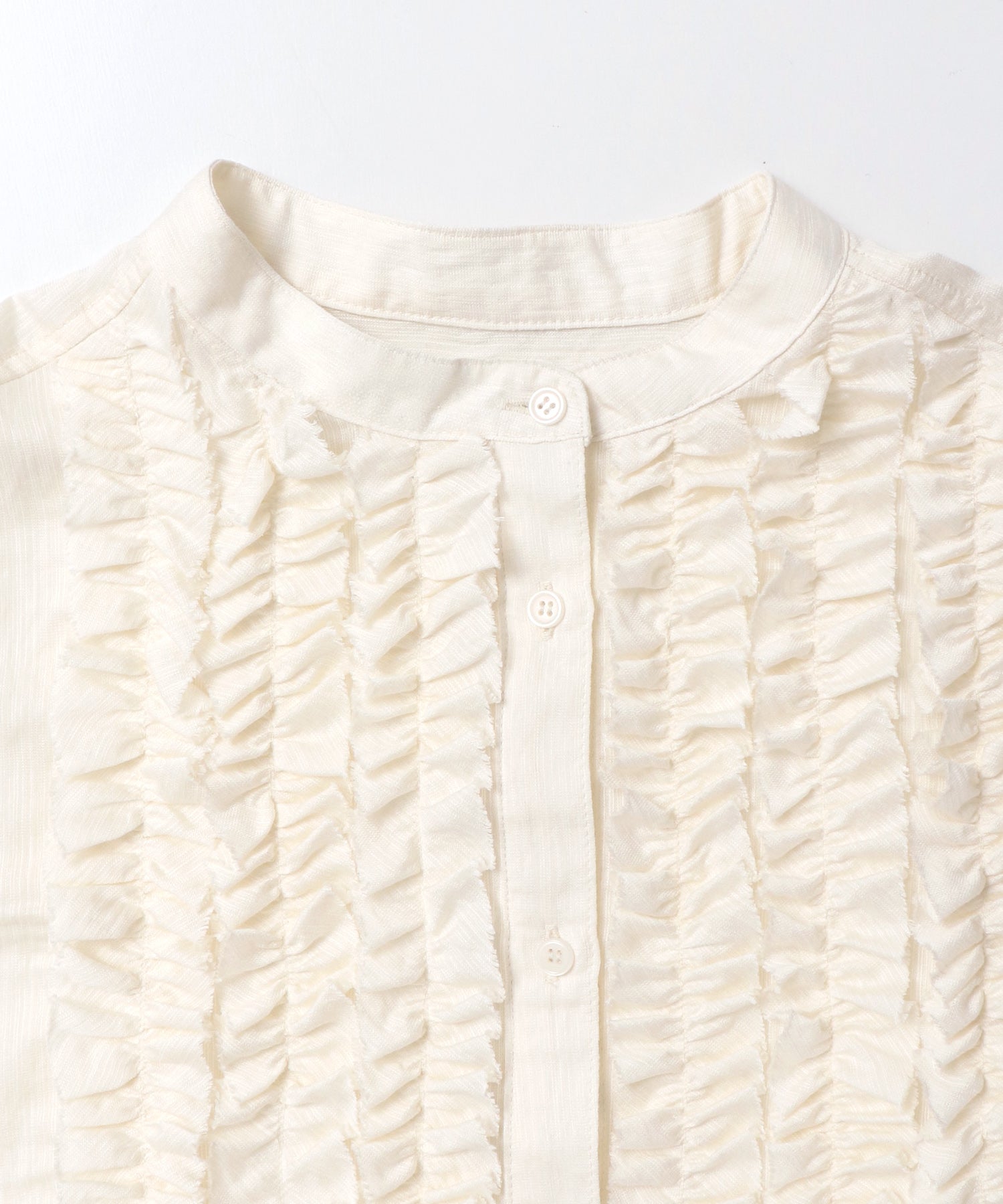 SLAB DENIM FRILL SHIRT