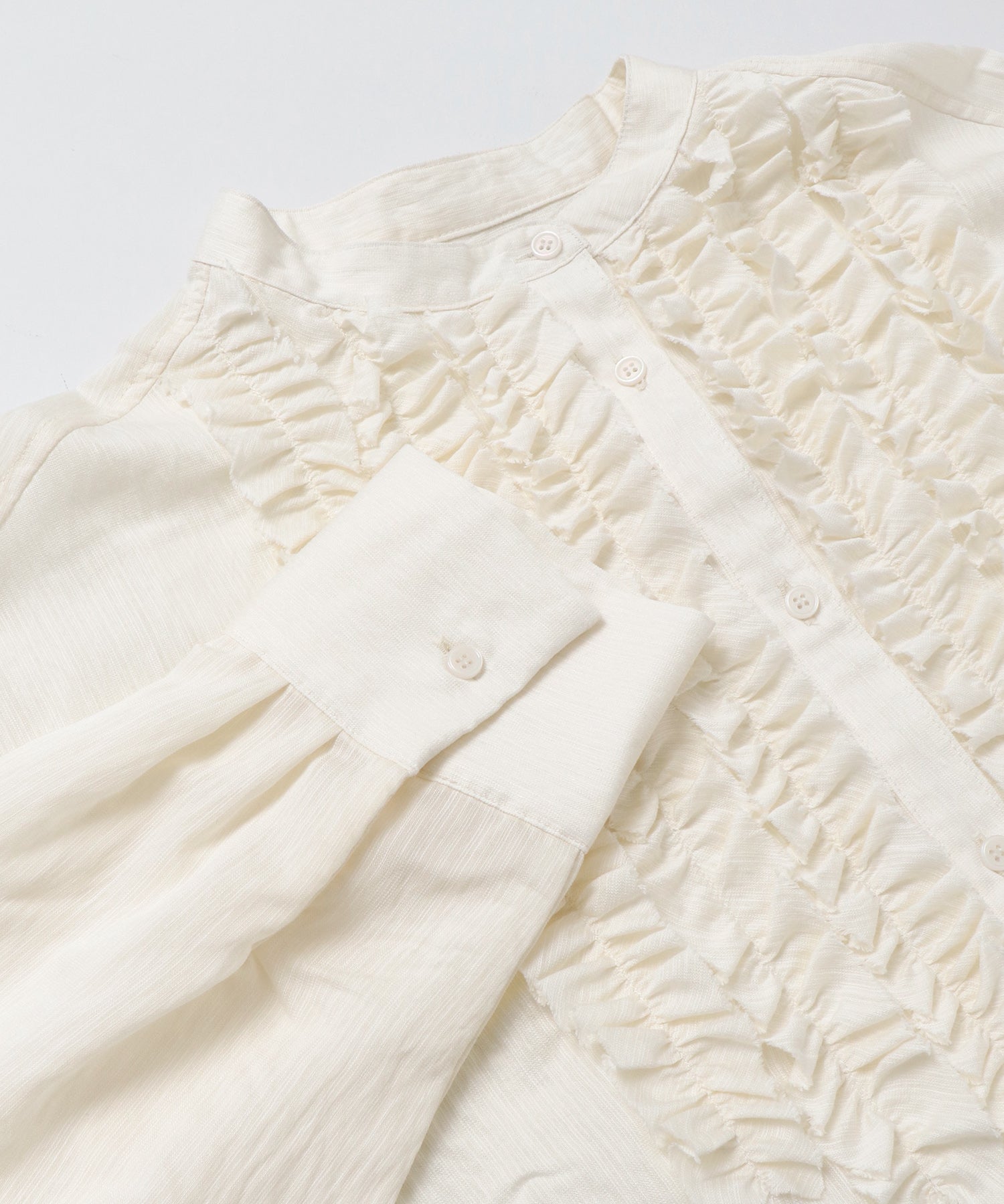 SLAB DENIM FRILL SHIRT