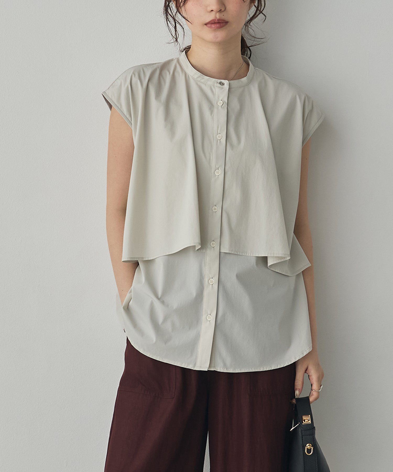 [ICE-TOUCH] LIGHTWEIGHT DOUBLE-FRONT BLOUSE