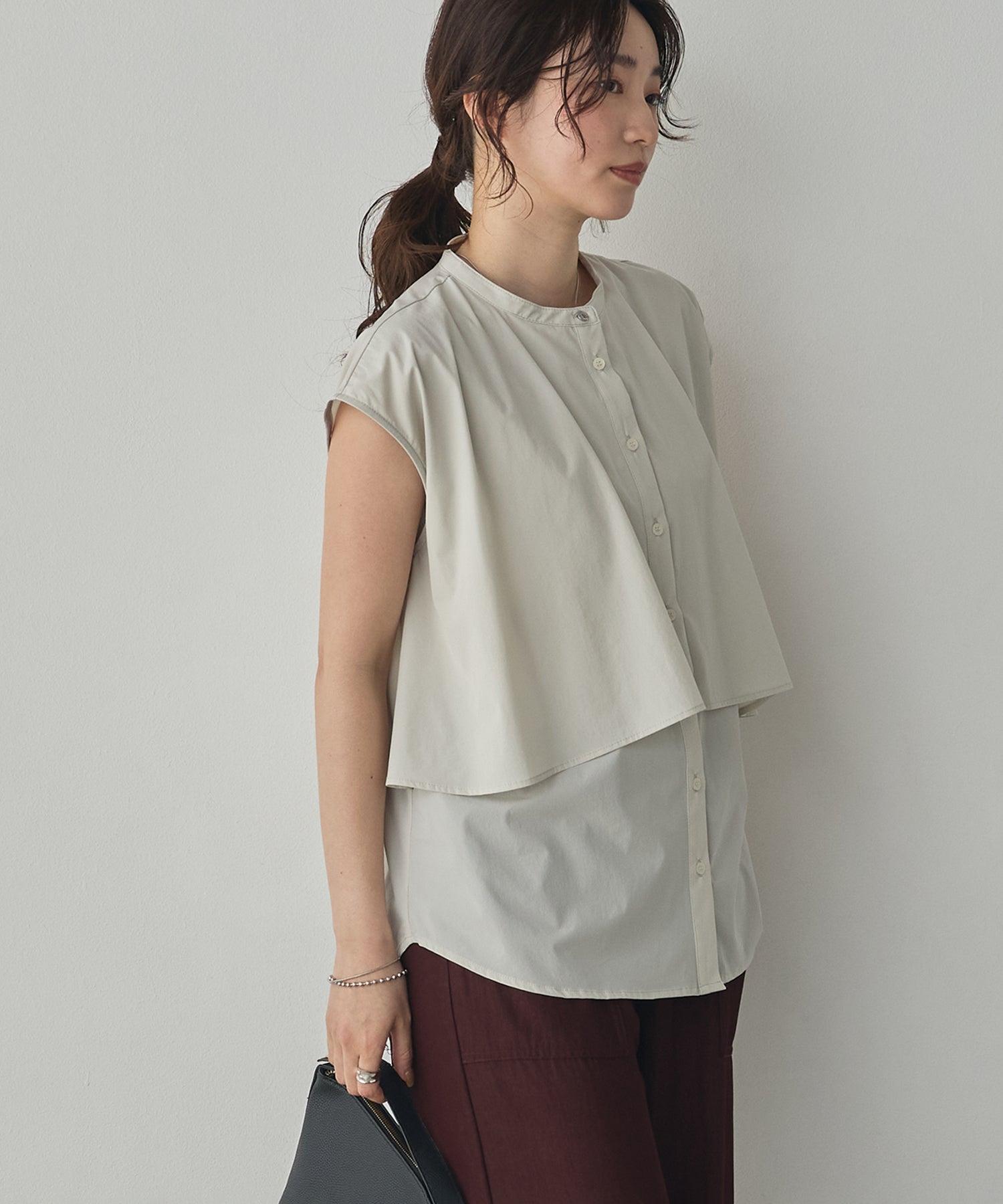 [ICE-TOUCH] LIGHTWEIGHT DOUBLE-FRONT BLOUSE