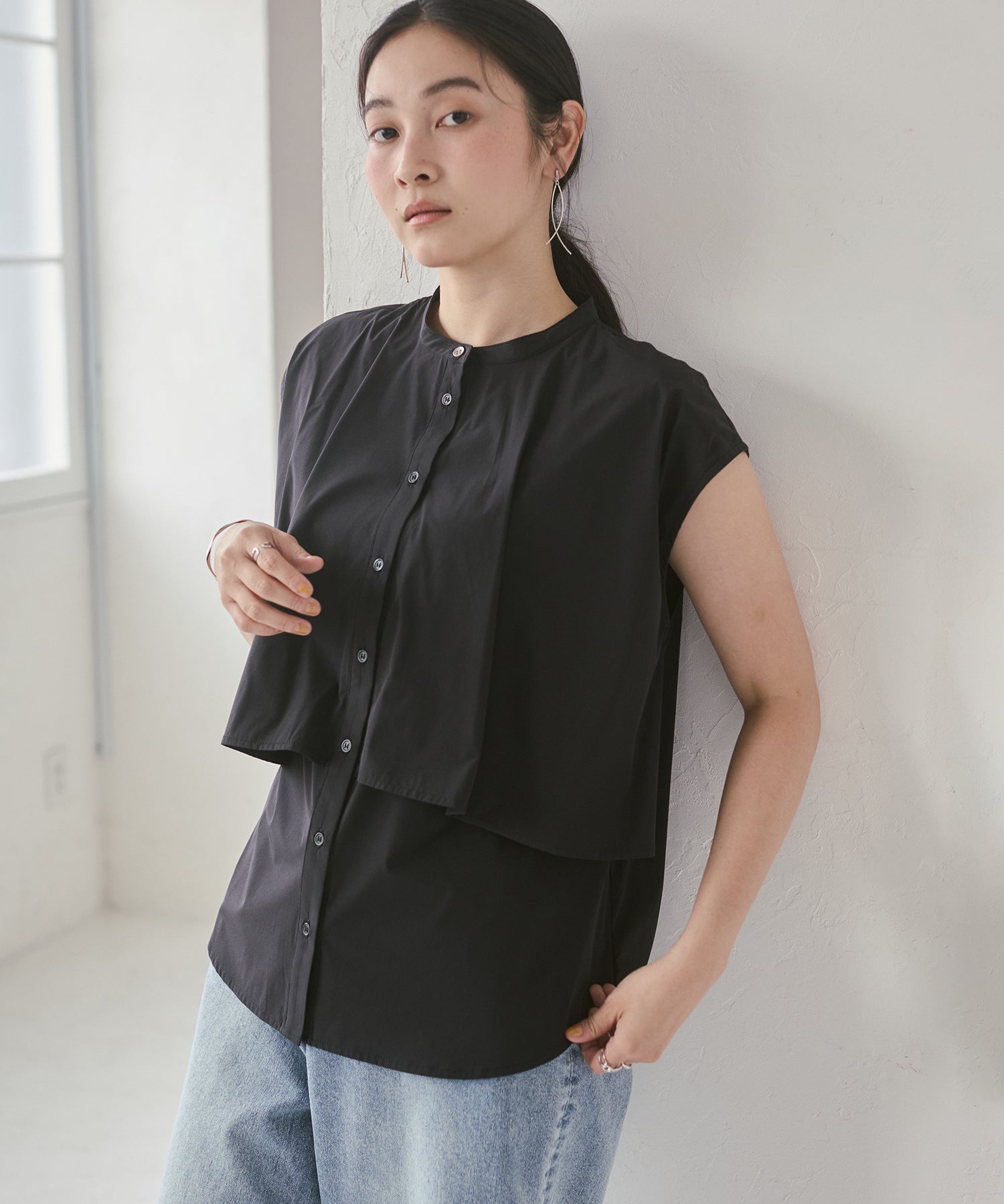 [ICE-TOUCH] LIGHTWEIGHT DOUBLE-FRONT BLOUSE