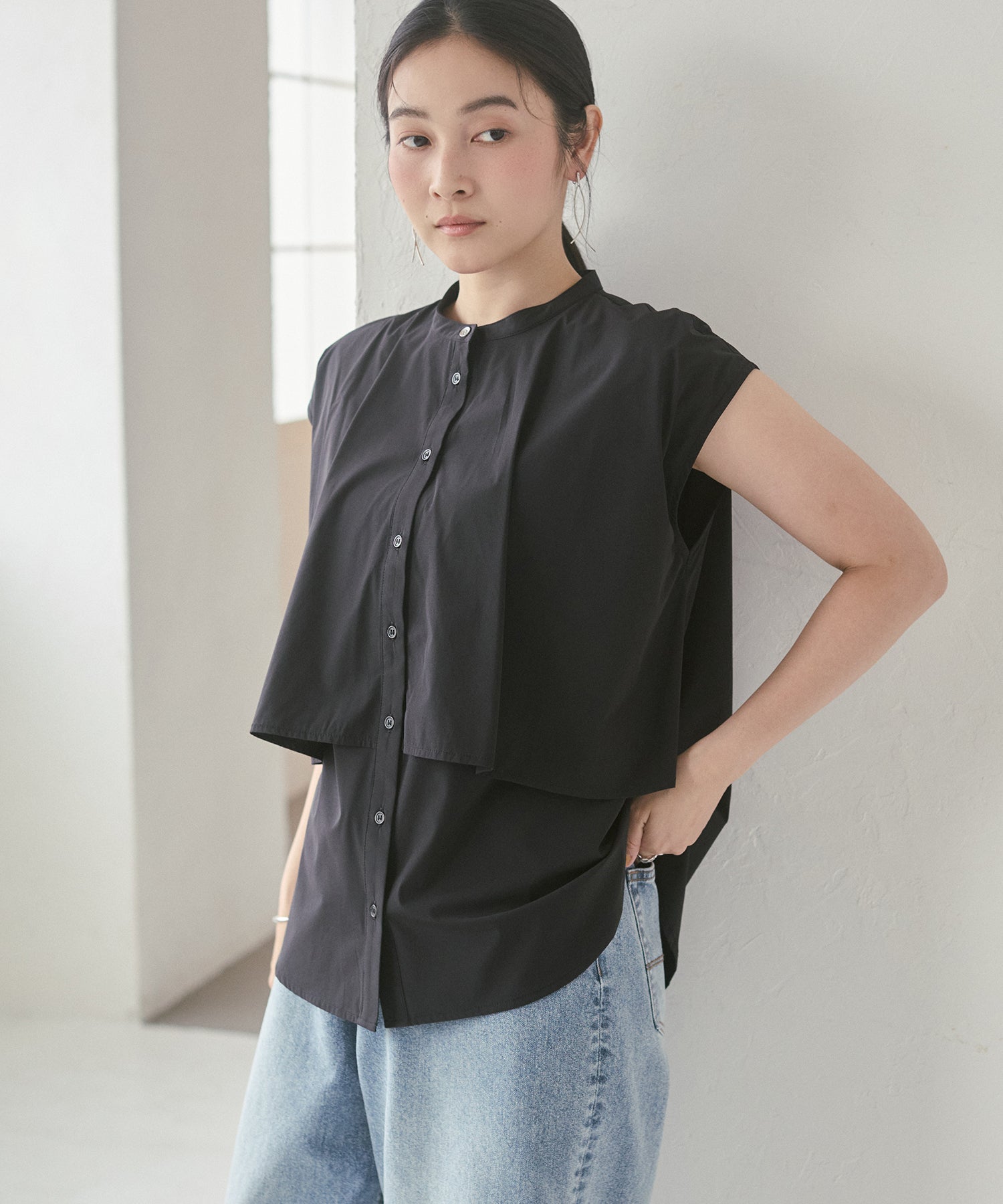 [ICE-TOUCH] LIGHTWEIGHT DOUBLE-FRONT BLOUSE