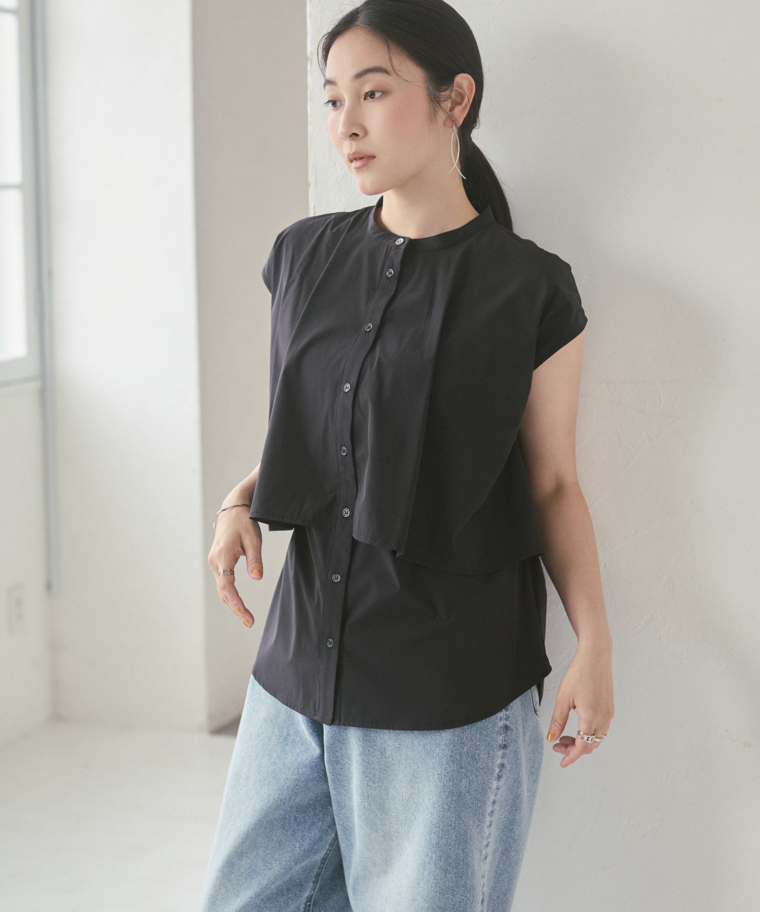 [ICE-TOUCH] LIGHTWEIGHT DOUBLE-FRONT BLOUSE