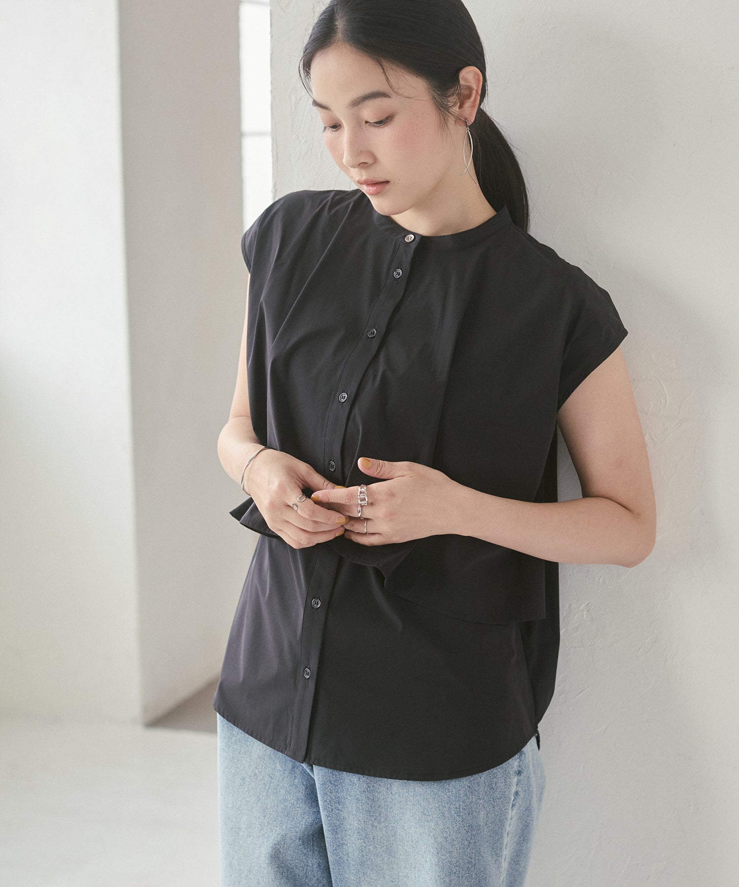 [ICE-TOUCH] LIGHTWEIGHT DOUBLE-FRONT BLOUSE