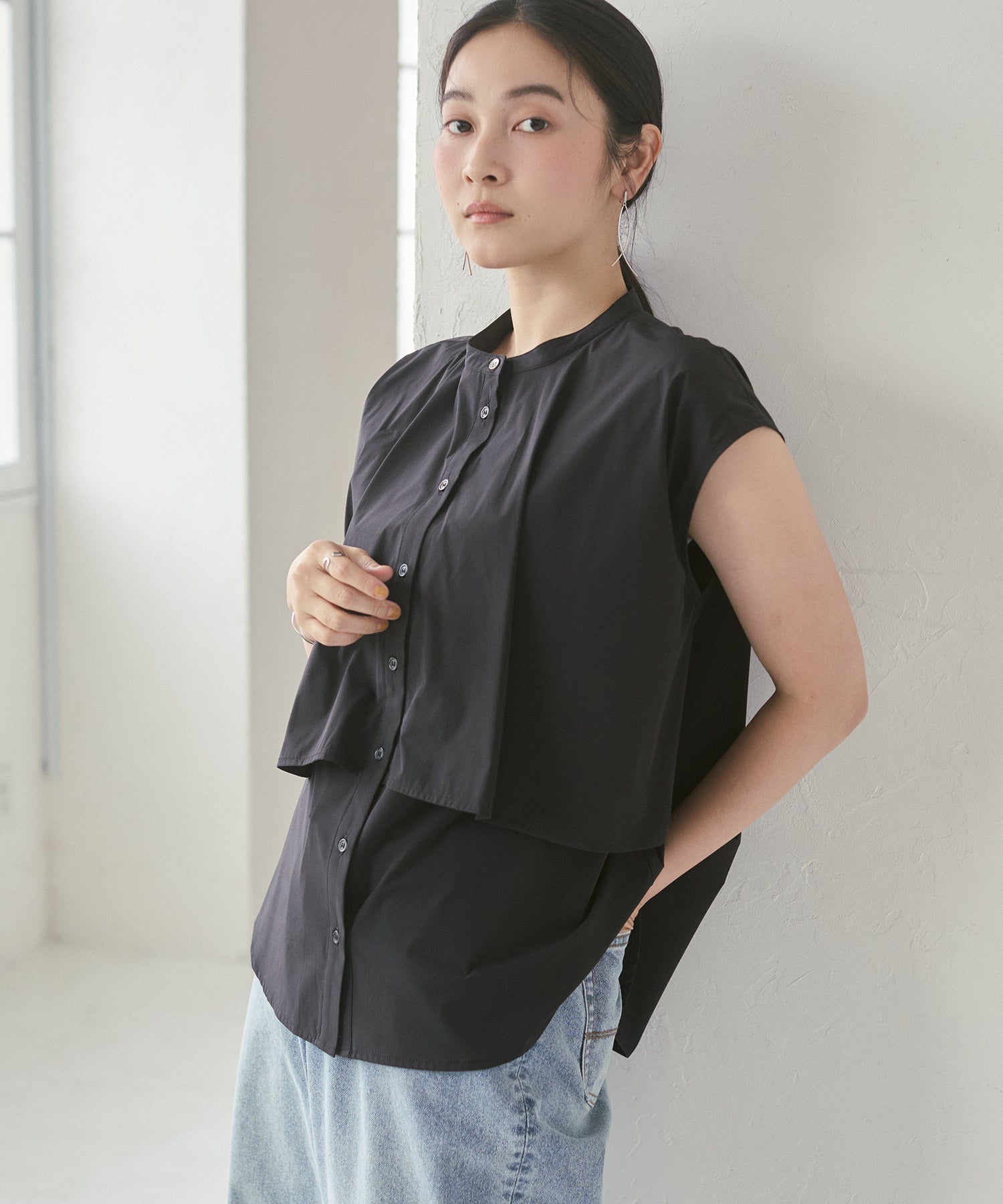 [ICE-TOUCH] LIGHTWEIGHT DOUBLE-FRONT BLOUSE