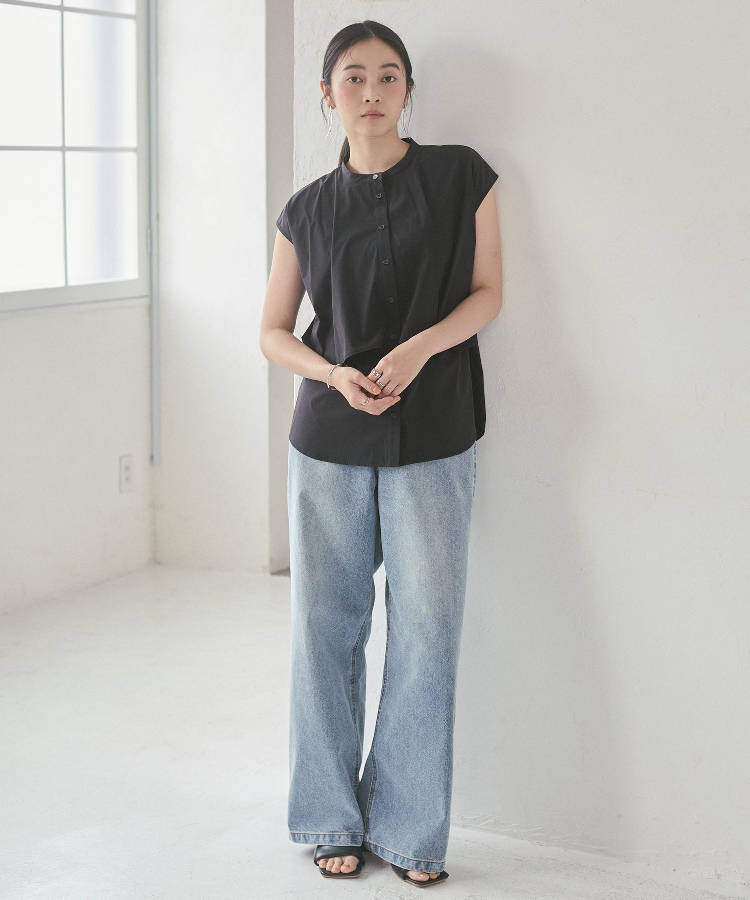 [ICE-TOUCH] LIGHTWEIGHT DOUBLE-FRONT BLOUSE