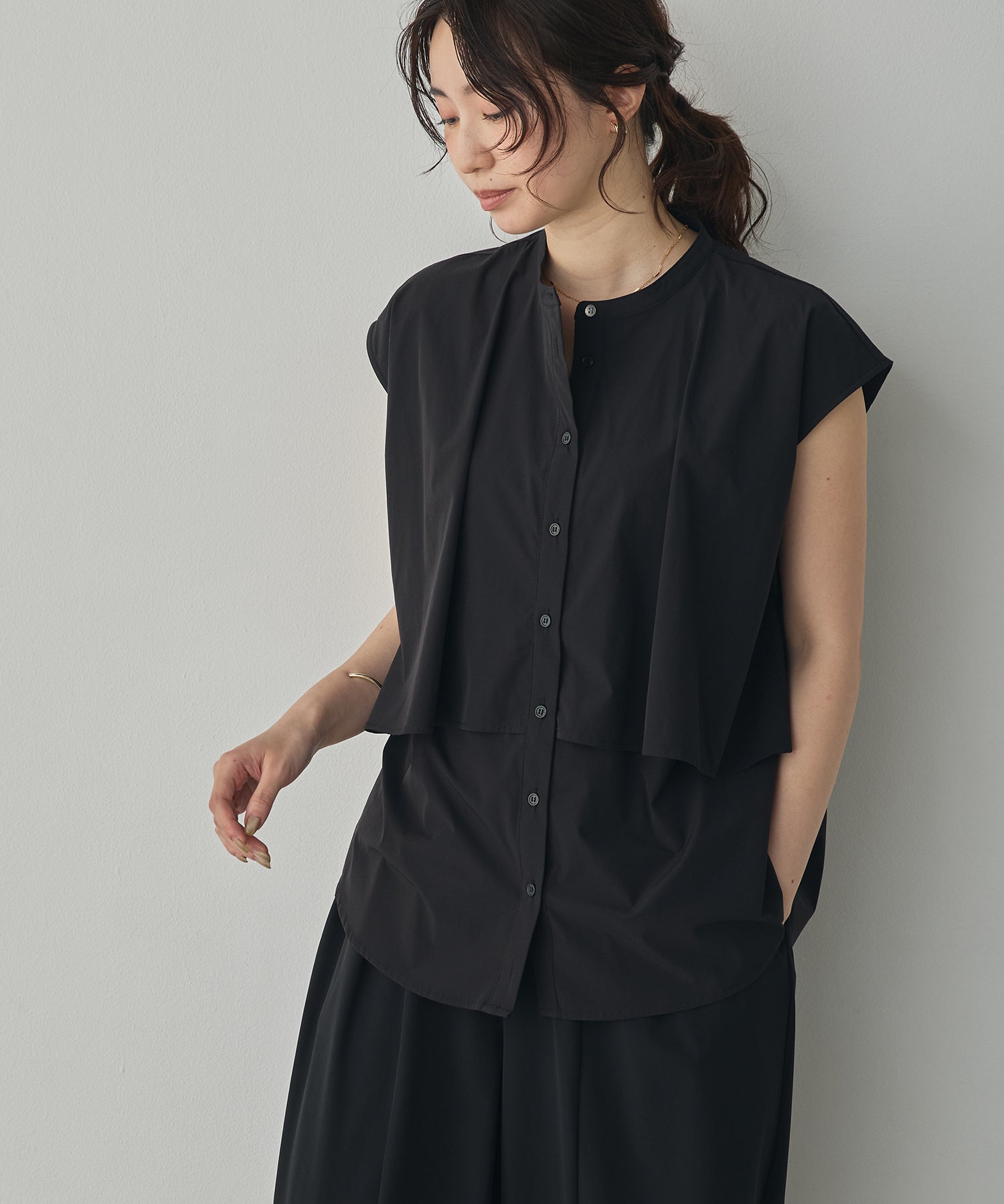 [ICE-TOUCH] LIGHTWEIGHT DOUBLE-FRONT BLOUSE