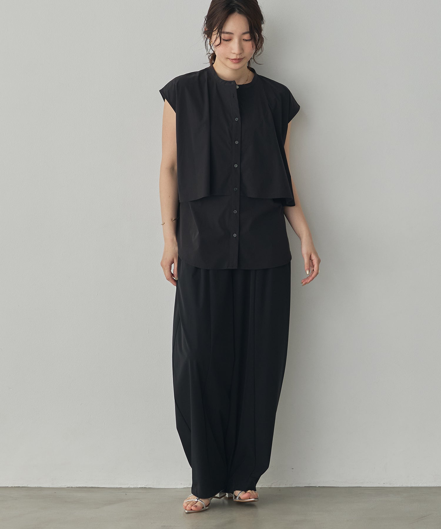 [ICE-TOUCH] LIGHTWEIGHT DOUBLE-FRONT BLOUSE