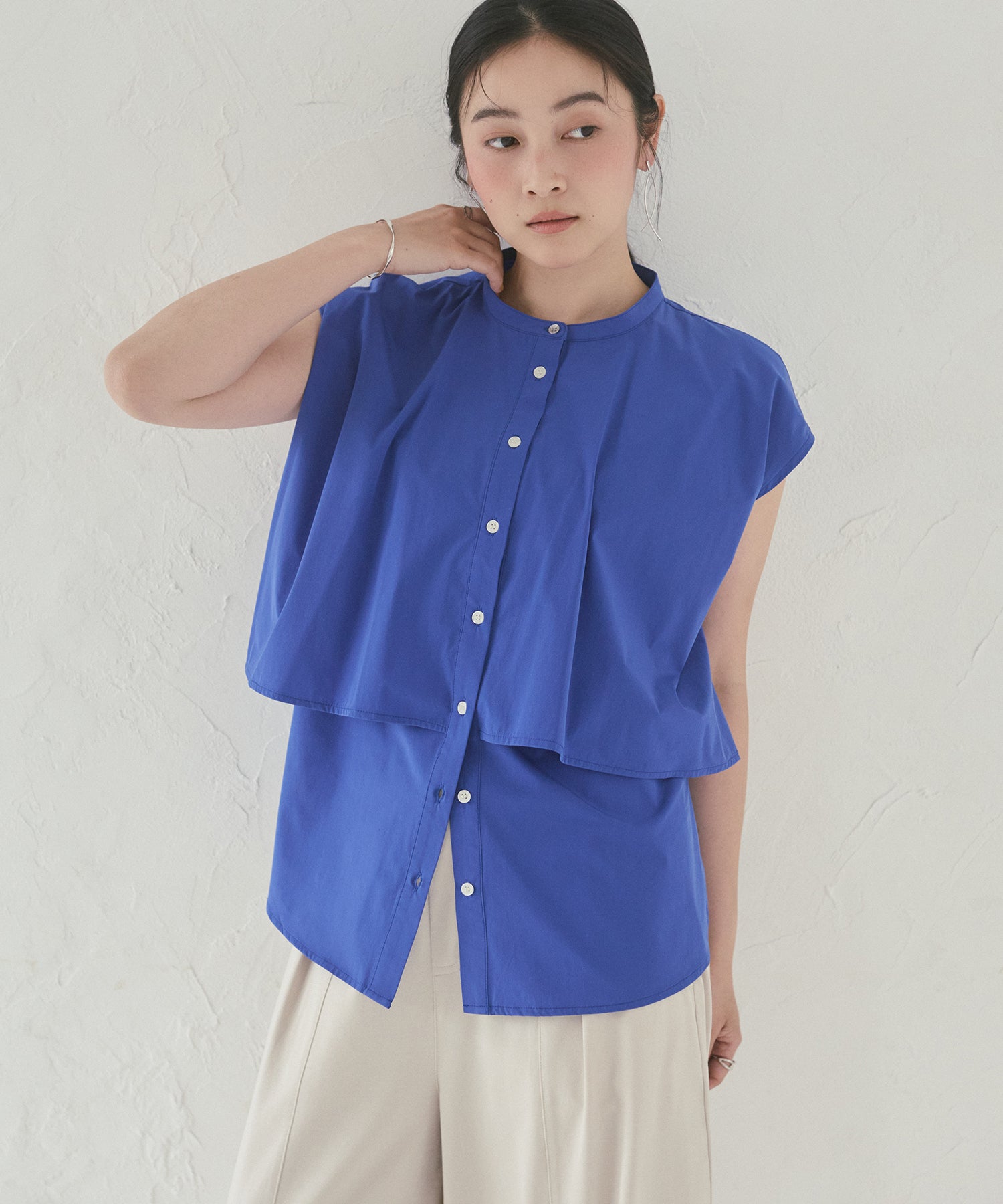 [ICE-TOUCH] LIGHTWEIGHT DOUBLE-FRONT BLOUSE