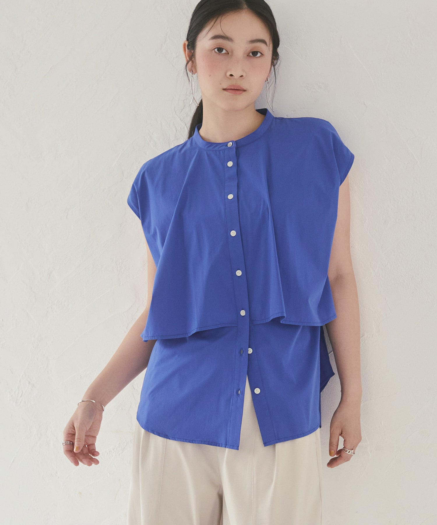 [ICE-TOUCH] LIGHTWEIGHT DOUBLE-FRONT BLOUSE