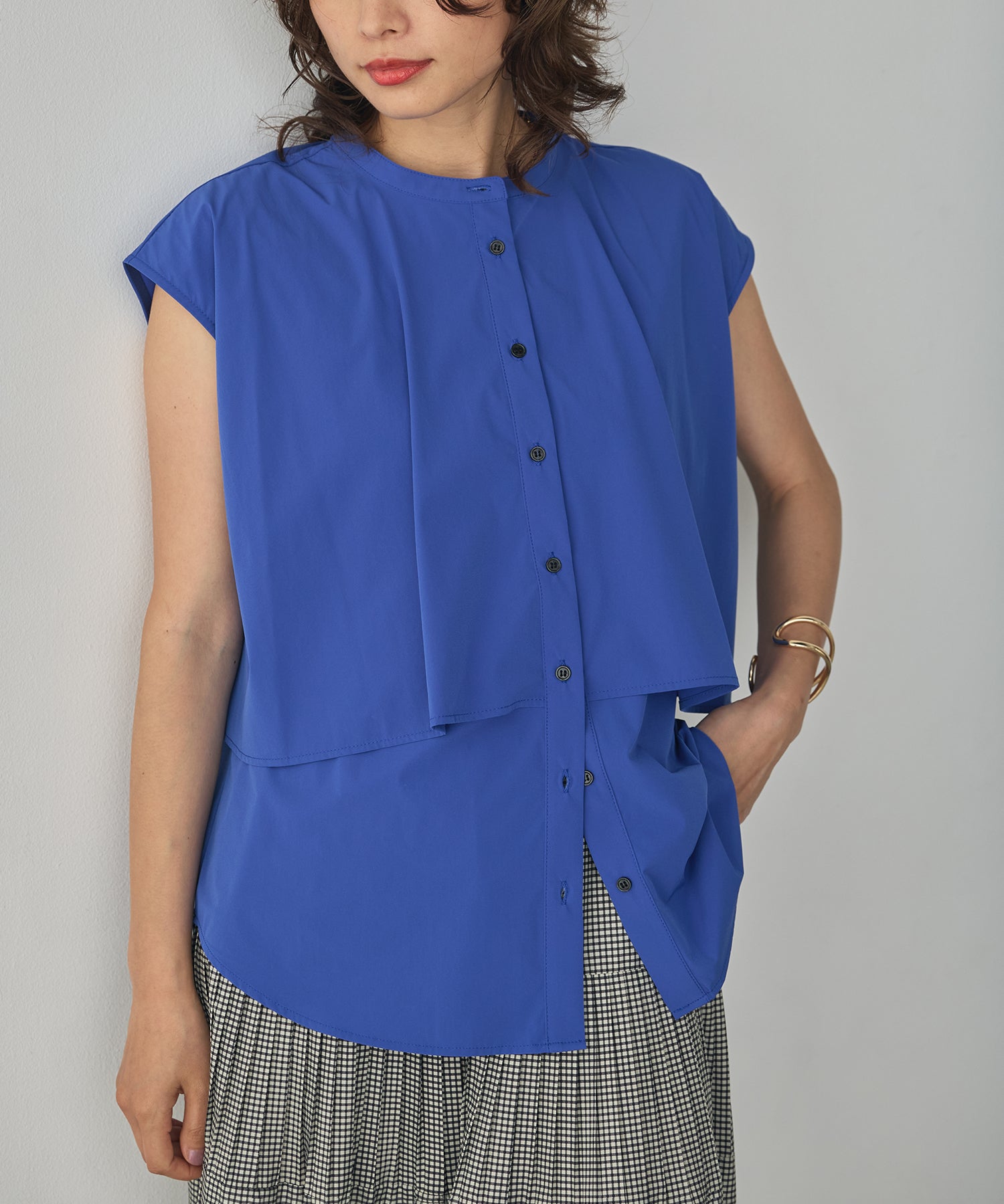 [ICE-TOUCH] LIGHTWEIGHT DOUBLE-FRONT BLOUSE