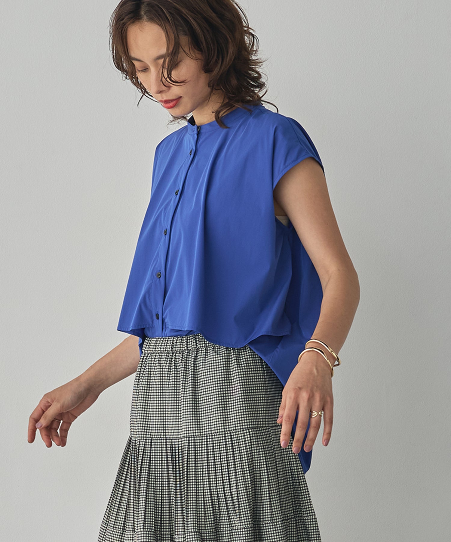 [ICE-TOUCH] LIGHTWEIGHT DOUBLE-FRONT BLOUSE