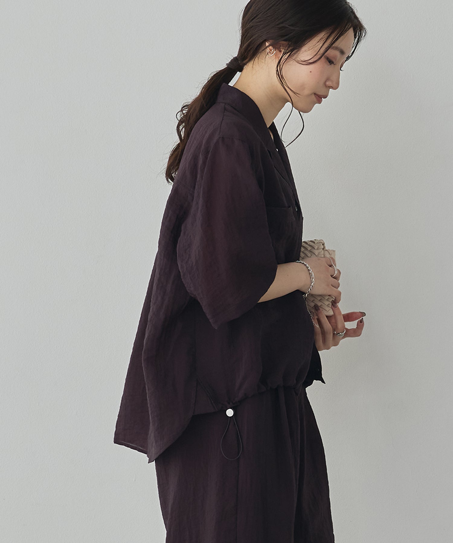 [PRE-ORDER]GLOSSY SHEER OPEN COLLAR SHIRT