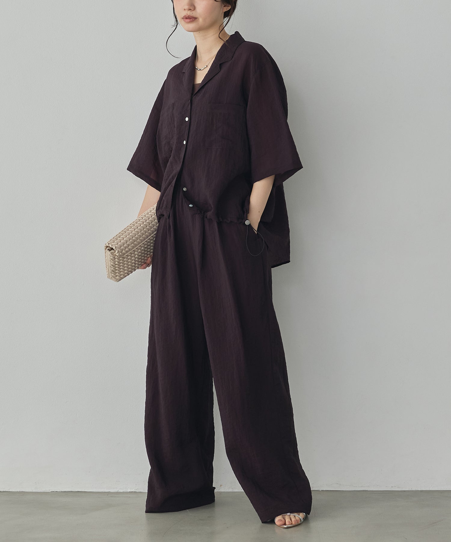 [PRE-ORDER]GLOSSY SHEER OPEN COLLAR SHIRT