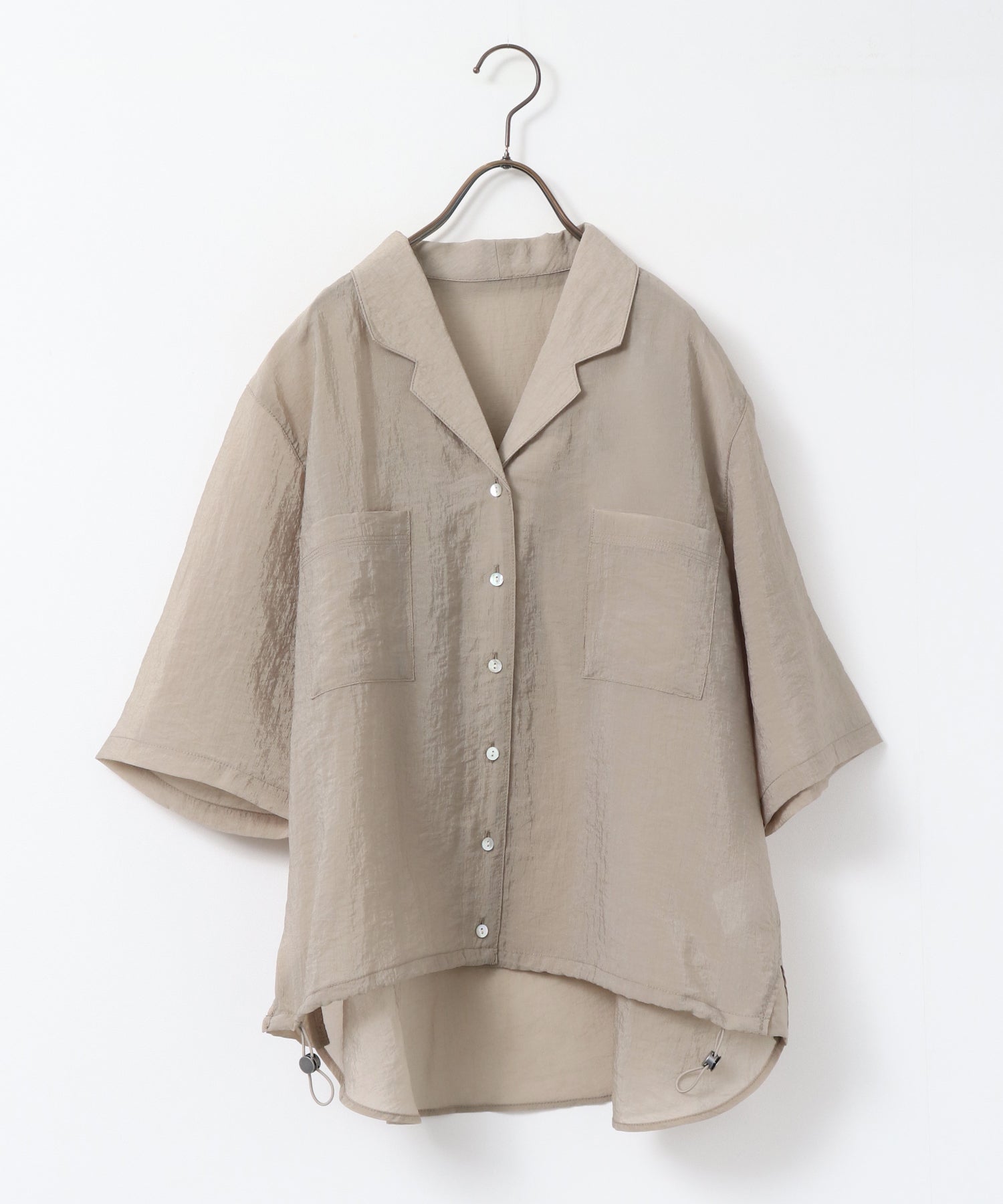 [PRE-ORDER]GLOSSY SHEER OPEN COLLAR SHIRT