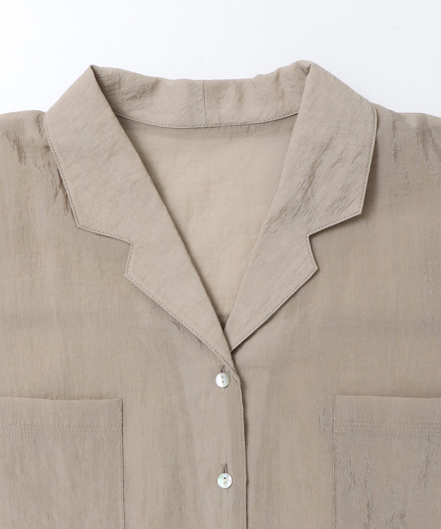 [PRE-ORDER]GLOSSY SHEER OPEN COLLAR SHIRT