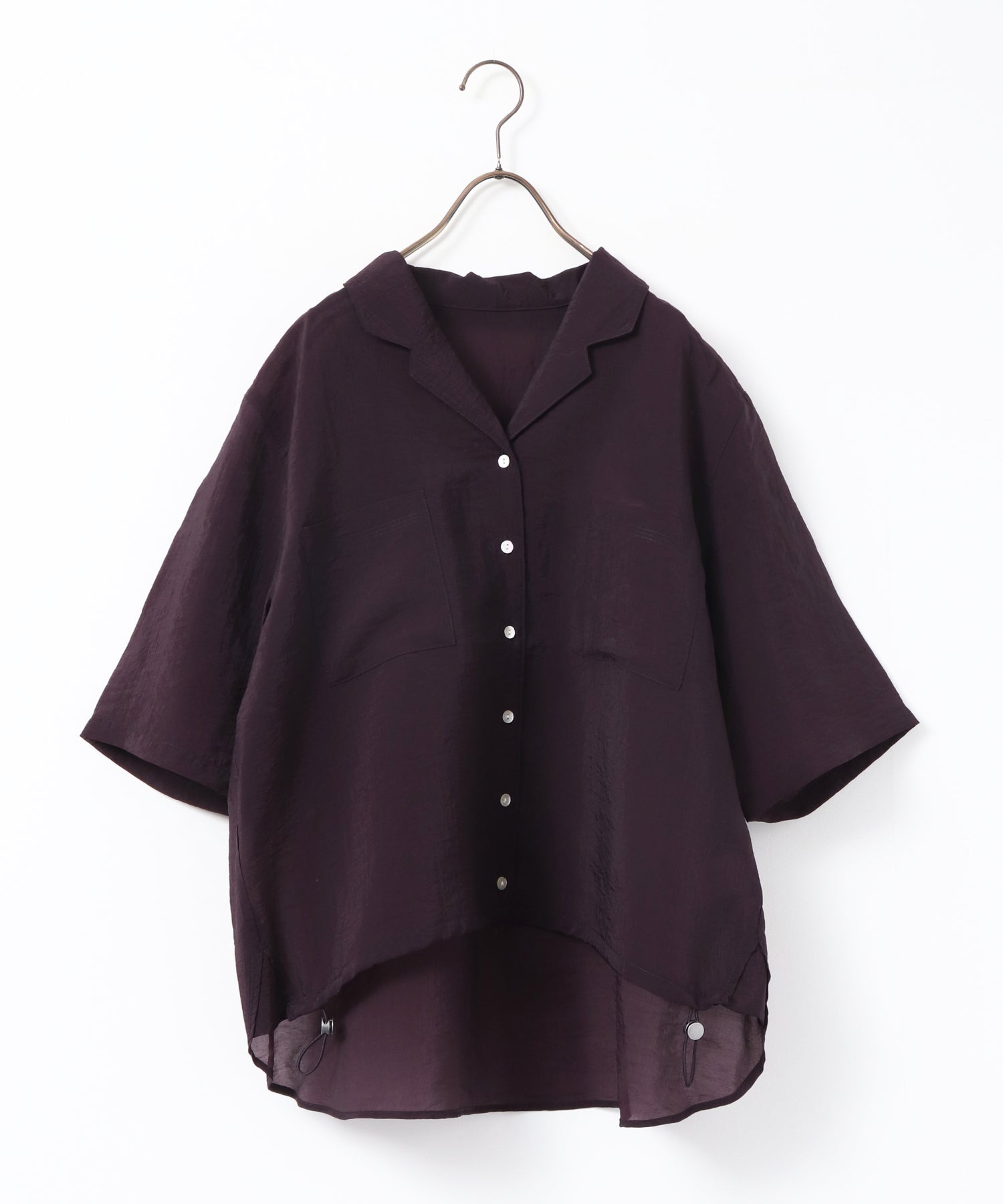[PRE-ORDER]GLOSSY SHEER OPEN COLLAR SHIRT