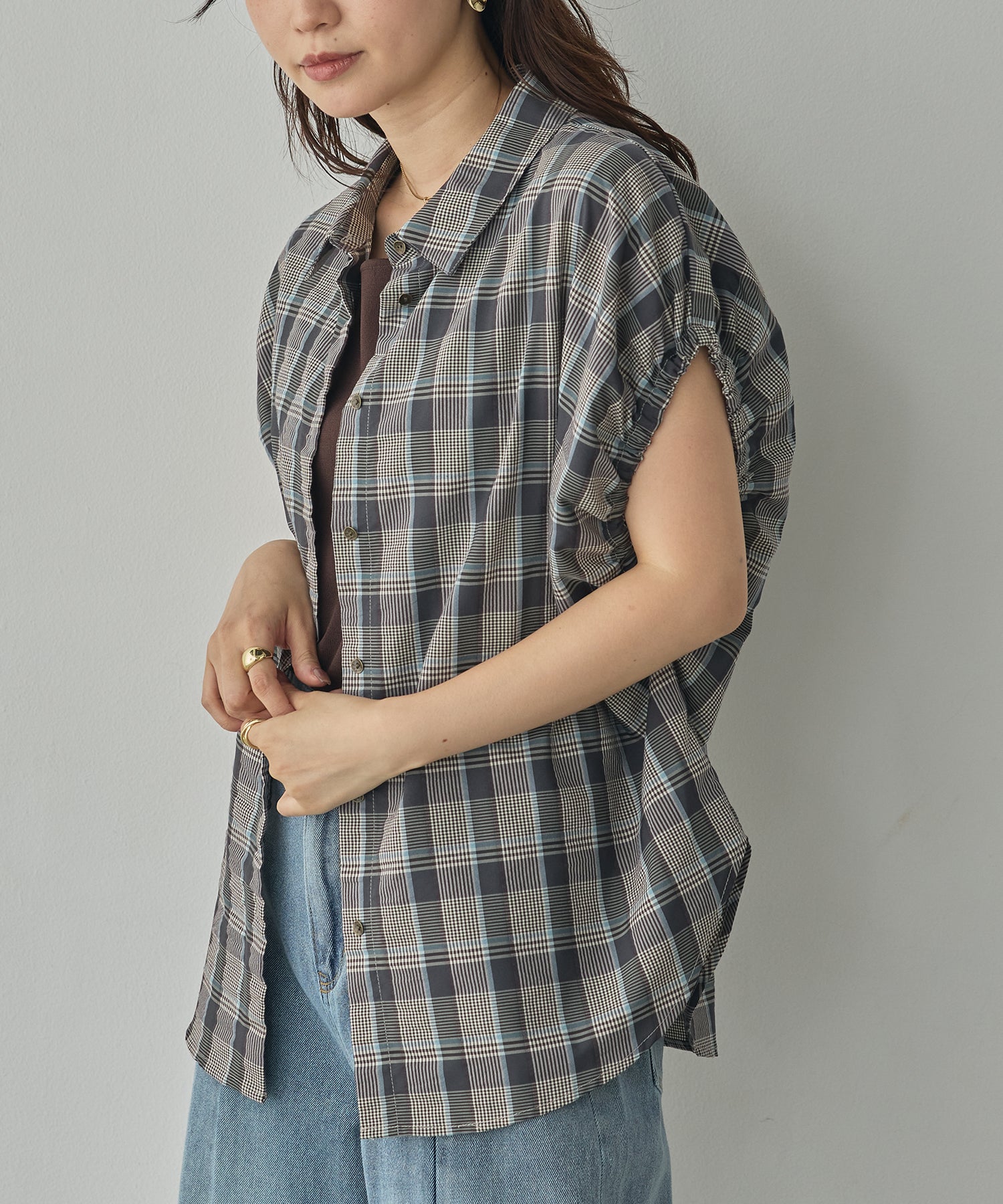 SOLID-COLOR YARN-DYED CHECK OVERSHIRT