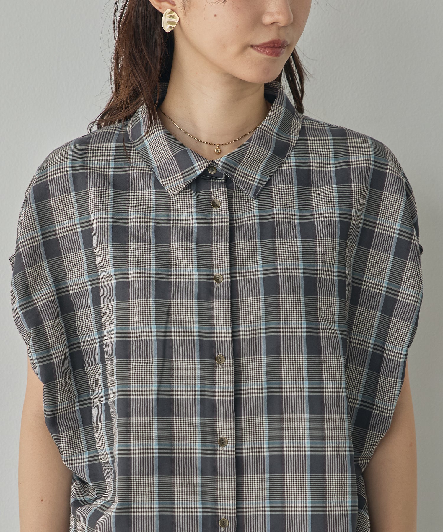 SOLID-COLOR YARN-DYED CHECK OVERSHIRT